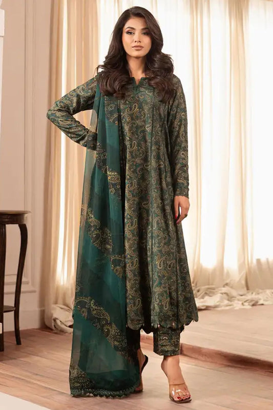 Emerald Green Paisley Printed Lawn 3-Piece Suit | Luxe Heritage Collection | Khoobsurat 2025