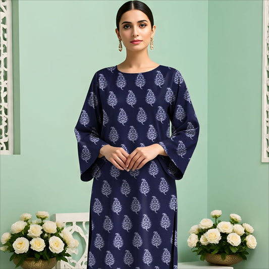 Rangmehr by Virsaah Kotrai – 2PC Allover Navy Blue