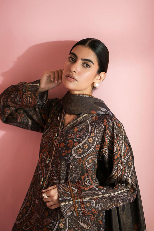 Rust & Charcoal Paisley Lawn 3-Piece Suit | Intricate Heritage Prints | Khoobsurat Summer 2025