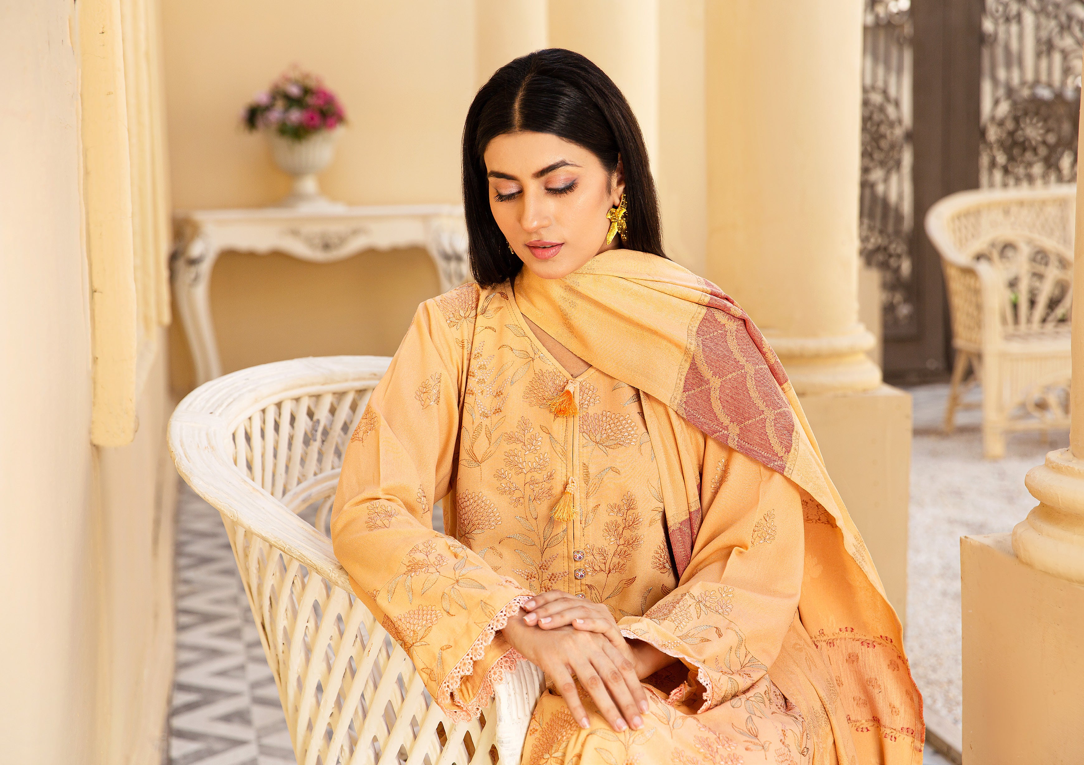 ANCHAL BY KHOOBSURATSIGNATURE KARANDI COLLECTION WITH JACQUARD SHAWL(D-01)