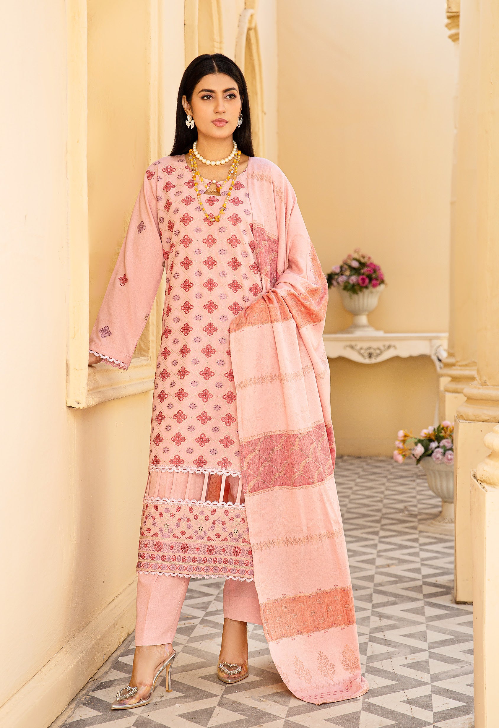 ANCHAL BY KHOOBSURATSIGNATURE KARANDI COLLECTION WITH JACQUARD SHAWL(D-03)