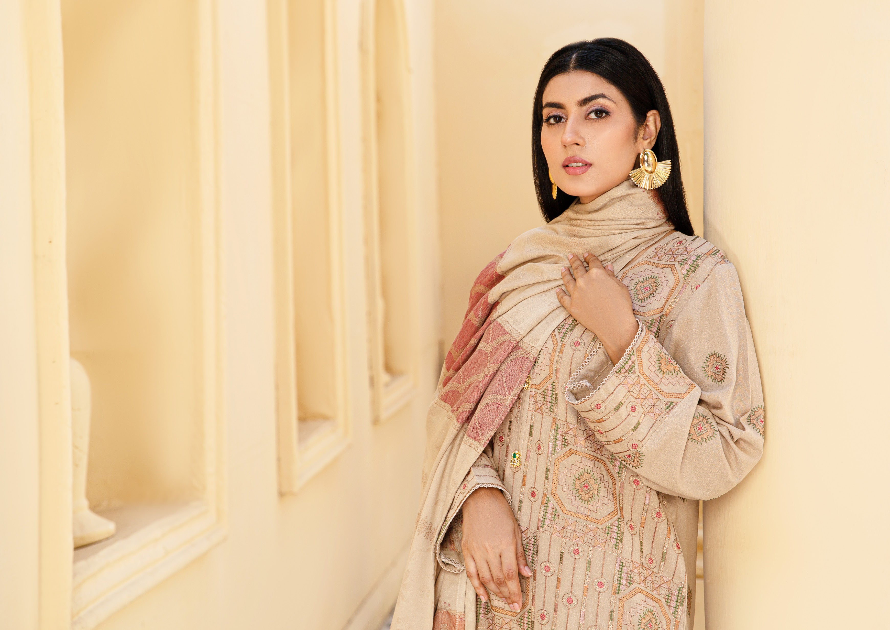 ANCHAL BY KHOOBSURATSIGNATURE KARANDI COLLECTION WITH JACQUARD SHAWL(D-05)