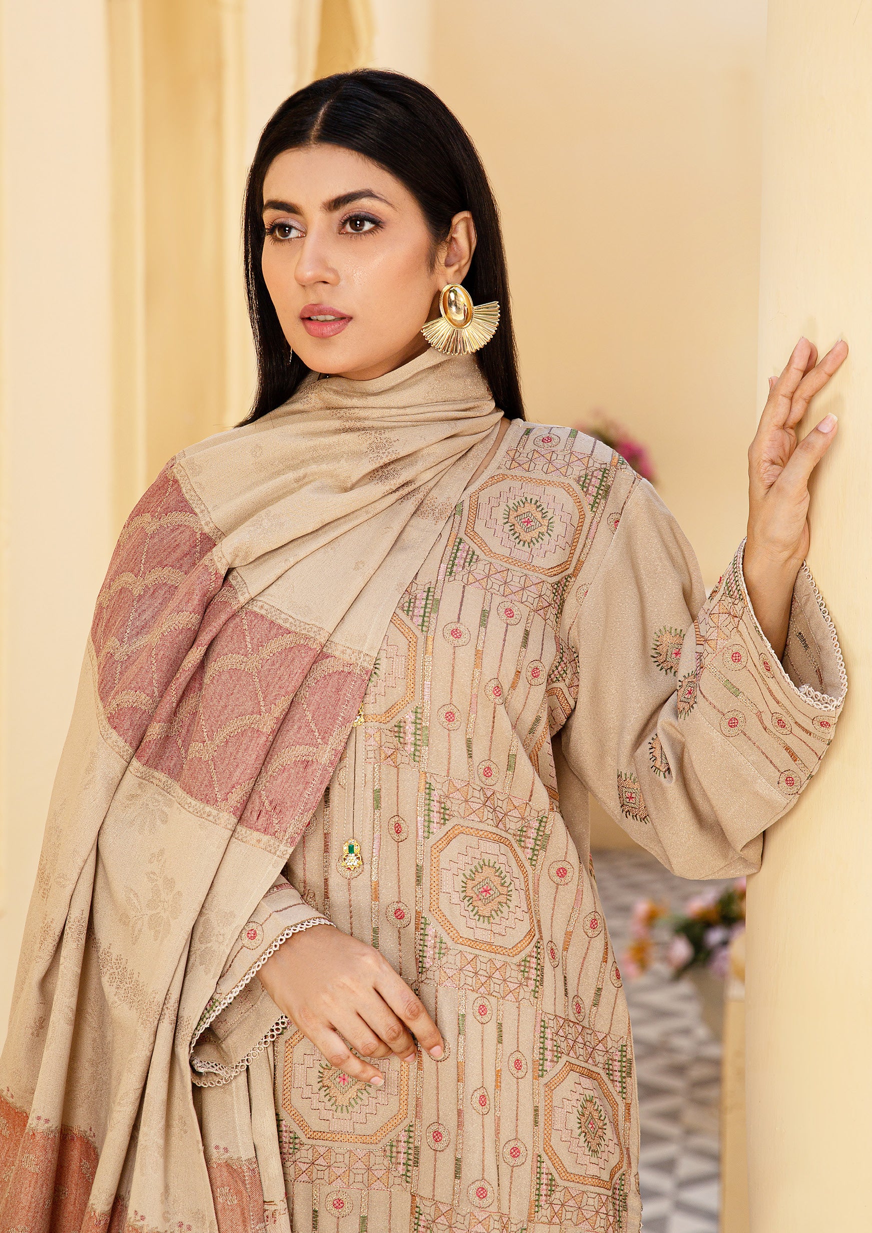 ANCHAL BY KHOOBSURATSIGNATURE KARANDI COLLECTION WITH JACQUARD SHAWL(D-05)