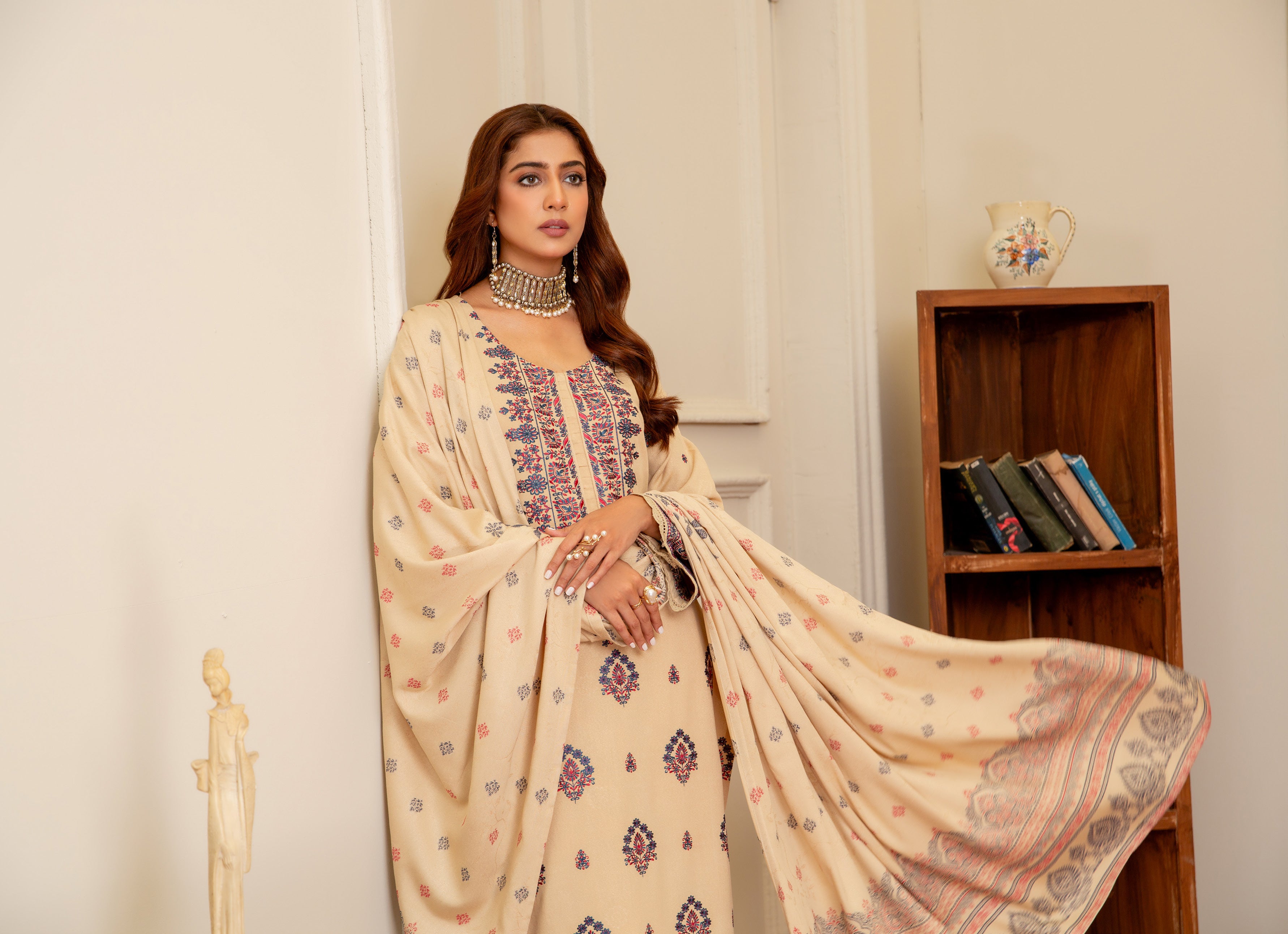 ANCHAL BY KHOOBSURATSIGNATURE KARANDI COLLECTION WITH JACQUARD SHAWL(D-06)