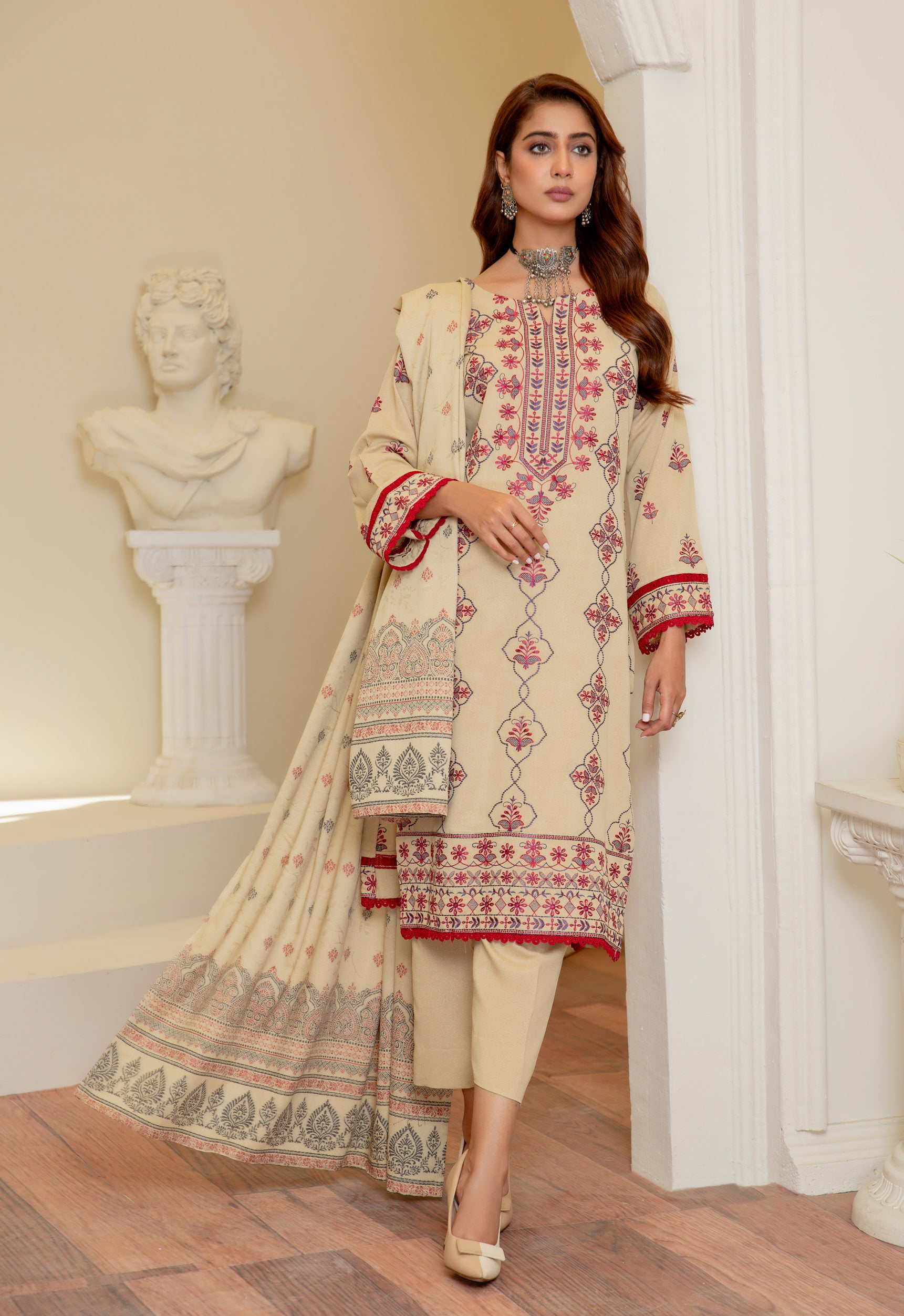 ANCHAL BY KHOOBSURATSIGNATURE KARANDI COLLECTION WITH JACQUARD SHAWL(D-08)