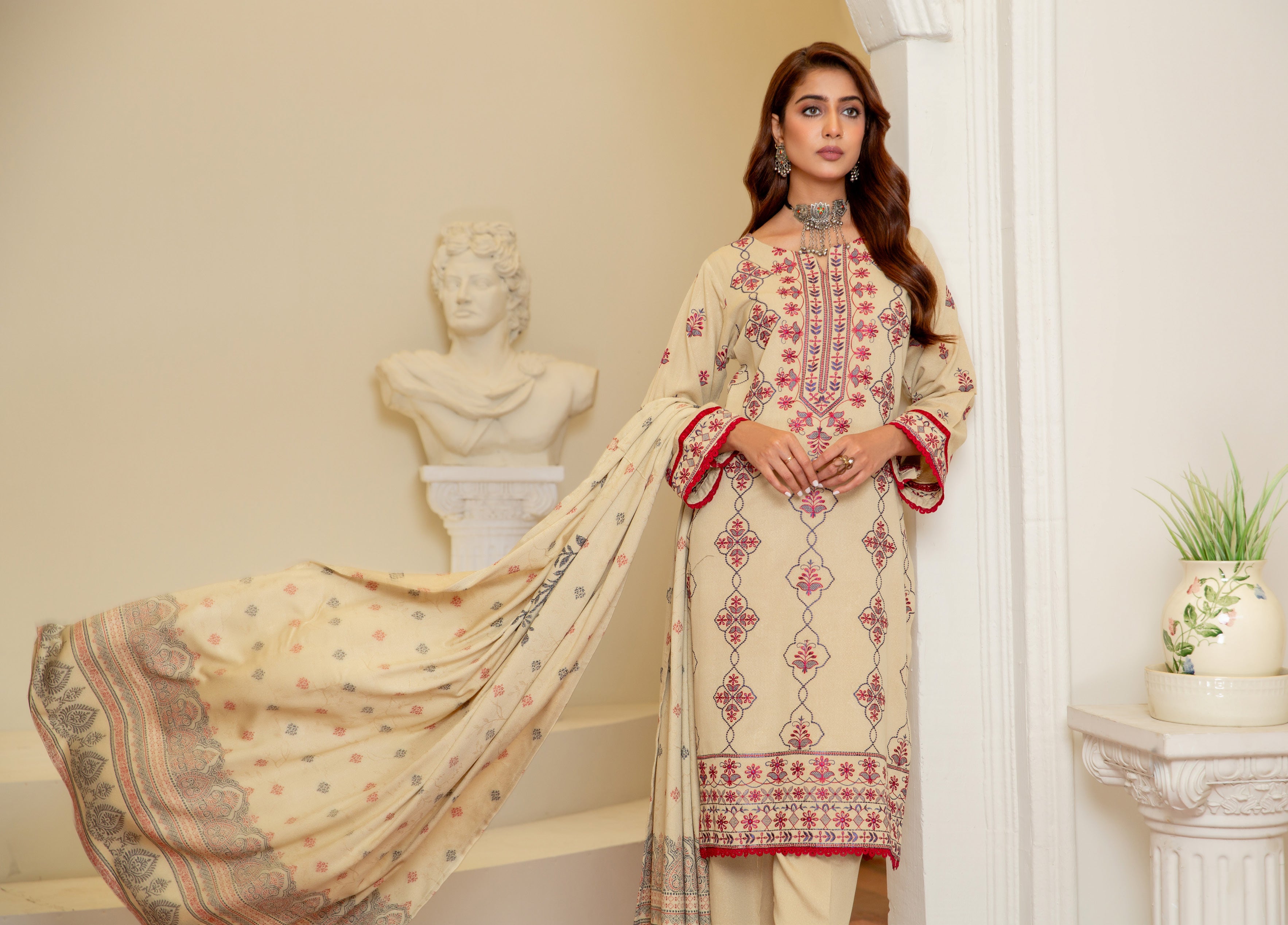 ANCHAL BY KHOOBSURATSIGNATURE KARANDI COLLECTION WITH JACQUARD SHAWL(D-08)