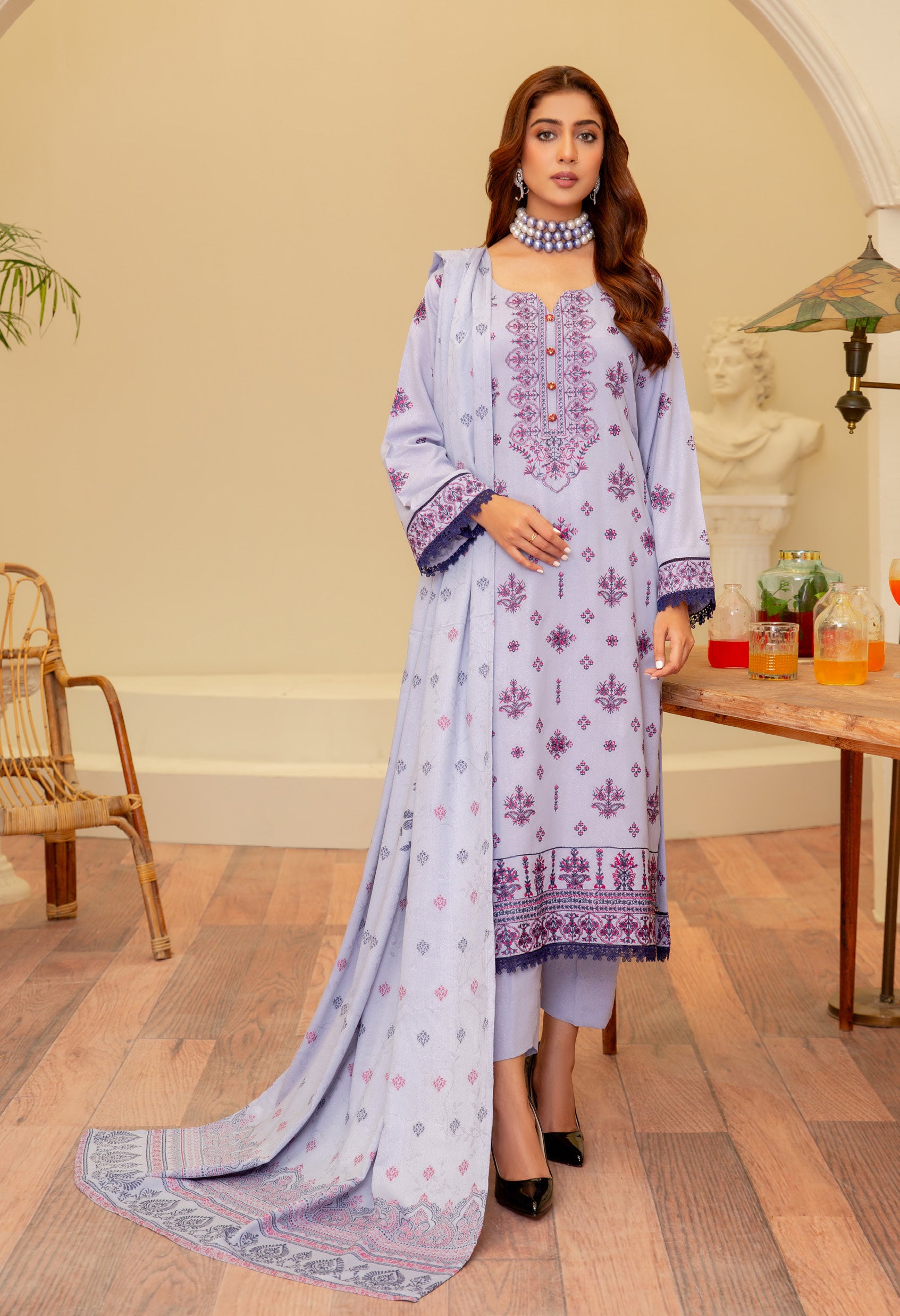 ANCHAL BY KHOOBSURATSIGNATURE KARANDI COLLECTION WITH JACQUARD SHAWL(D-10)