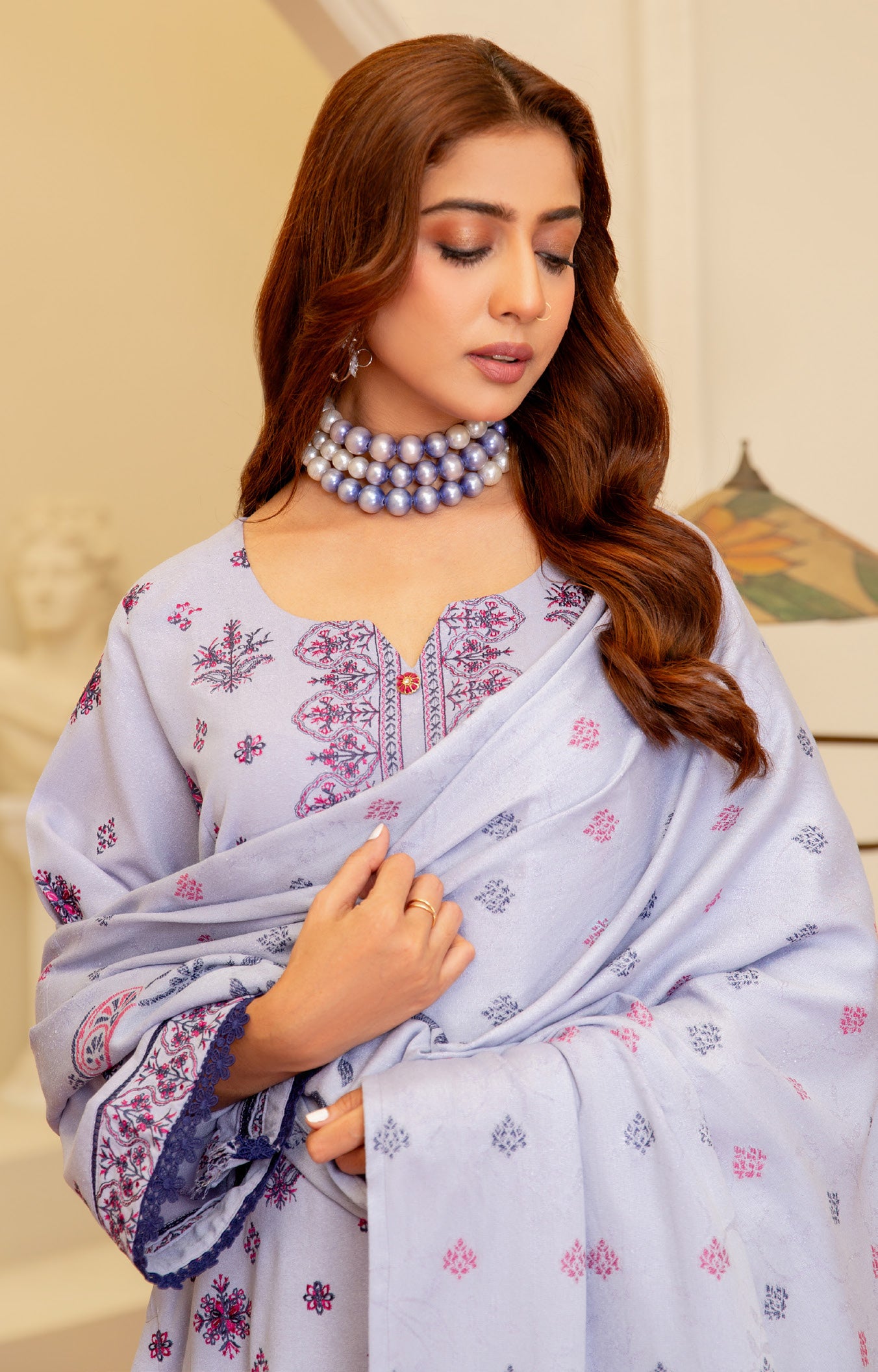 ANCHAL BY KHOOBSURATSIGNATURE KARANDI COLLECTION WITH JACQUARD SHAWL(D-10)