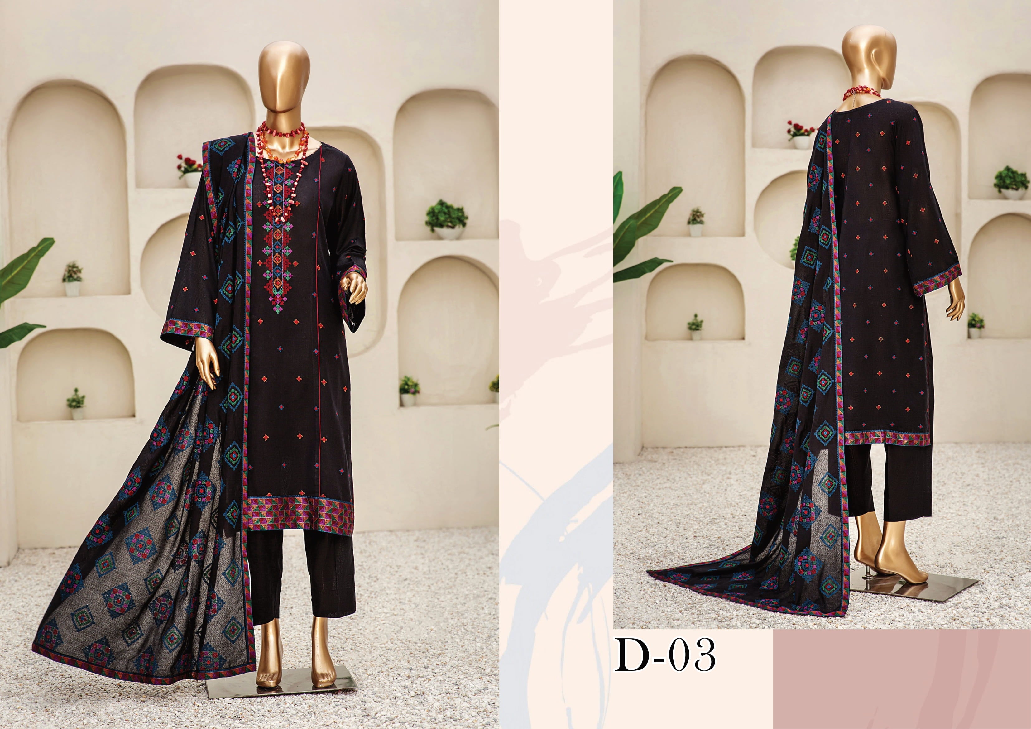 Dukhter Signature Karandi 3 Piece Suit Vol-1 (D-03)