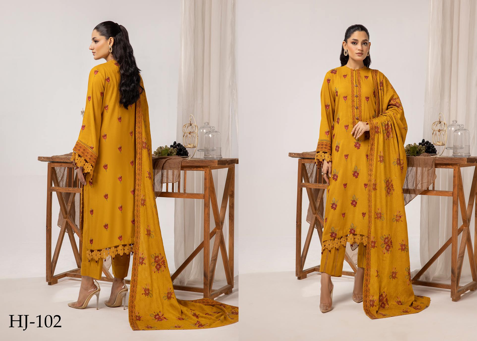 Husn-e-jahan Embroiderdr Peach Leather Collection by Khoobsurat (hj-102)