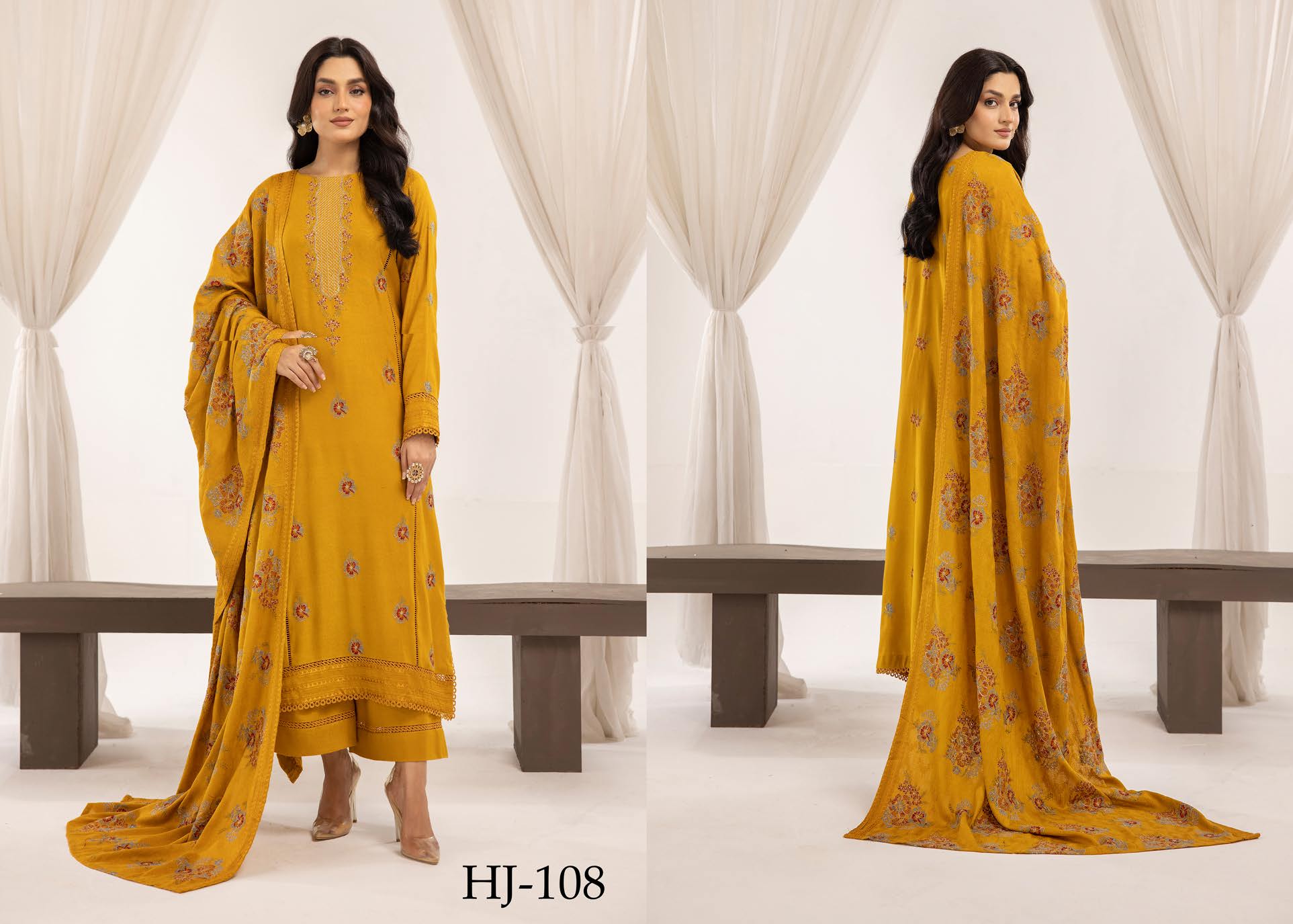 Husn-e-jahan Embroiderdr Peach Leather Collection by Khoobsurat (hj-108)