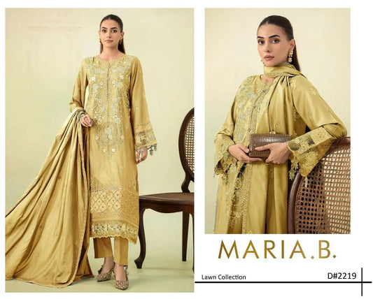 Luxury Embroidered Unstitched 3-Piece – Gold Beige with Intricate Embroidery Khoobsurat
