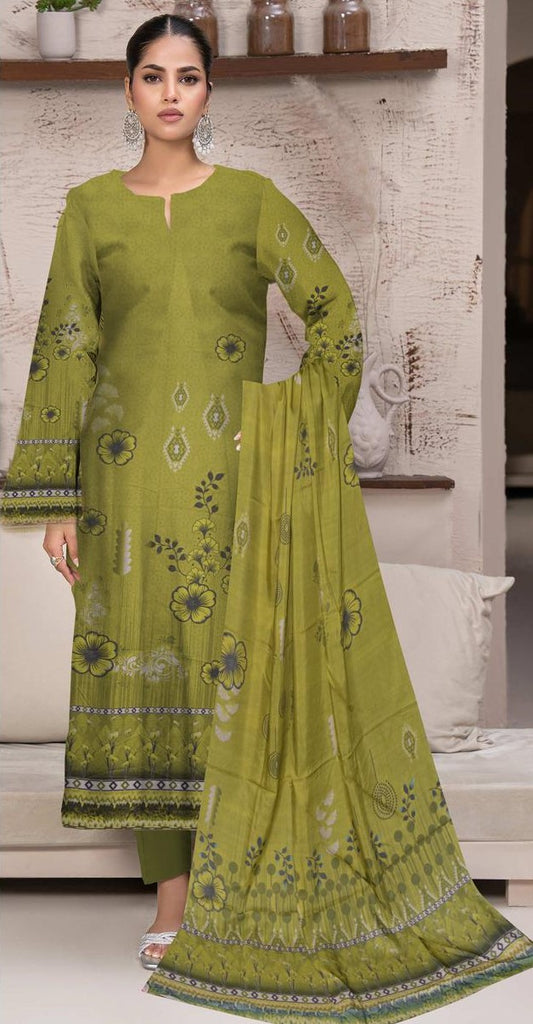 Sapphire 3-Piece Viscose Suit – Olive Green Floral Classic