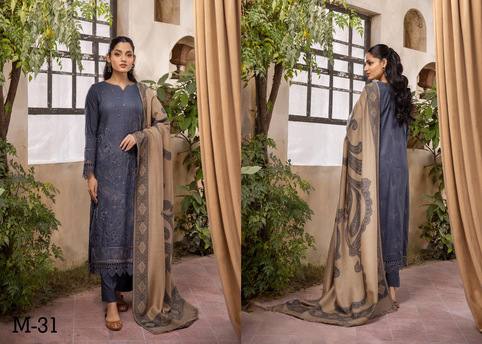 MEHAK BY LKHOOBSURAT EMBROIDERED PEACH LEATHER COLLECTION(M-31)