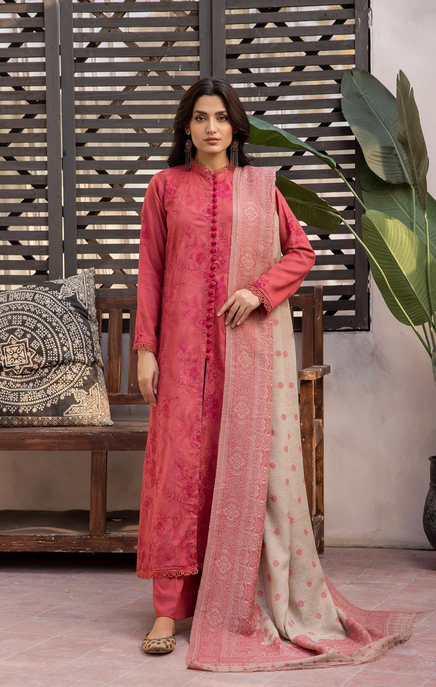 MEHAK BY LKHOOBSURAT EMBROIDERED PEACH LEATHER COLLECTION(M-32)