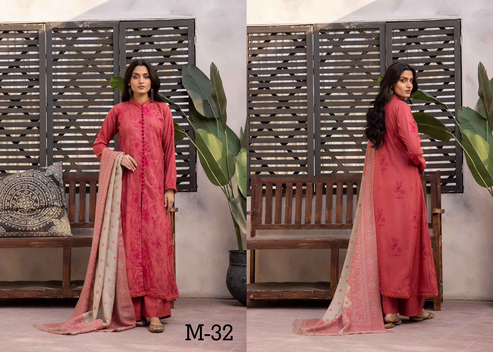 MEHAK BY LKHOOBSURAT EMBROIDERED PEACH LEATHER COLLECTION(M-32)