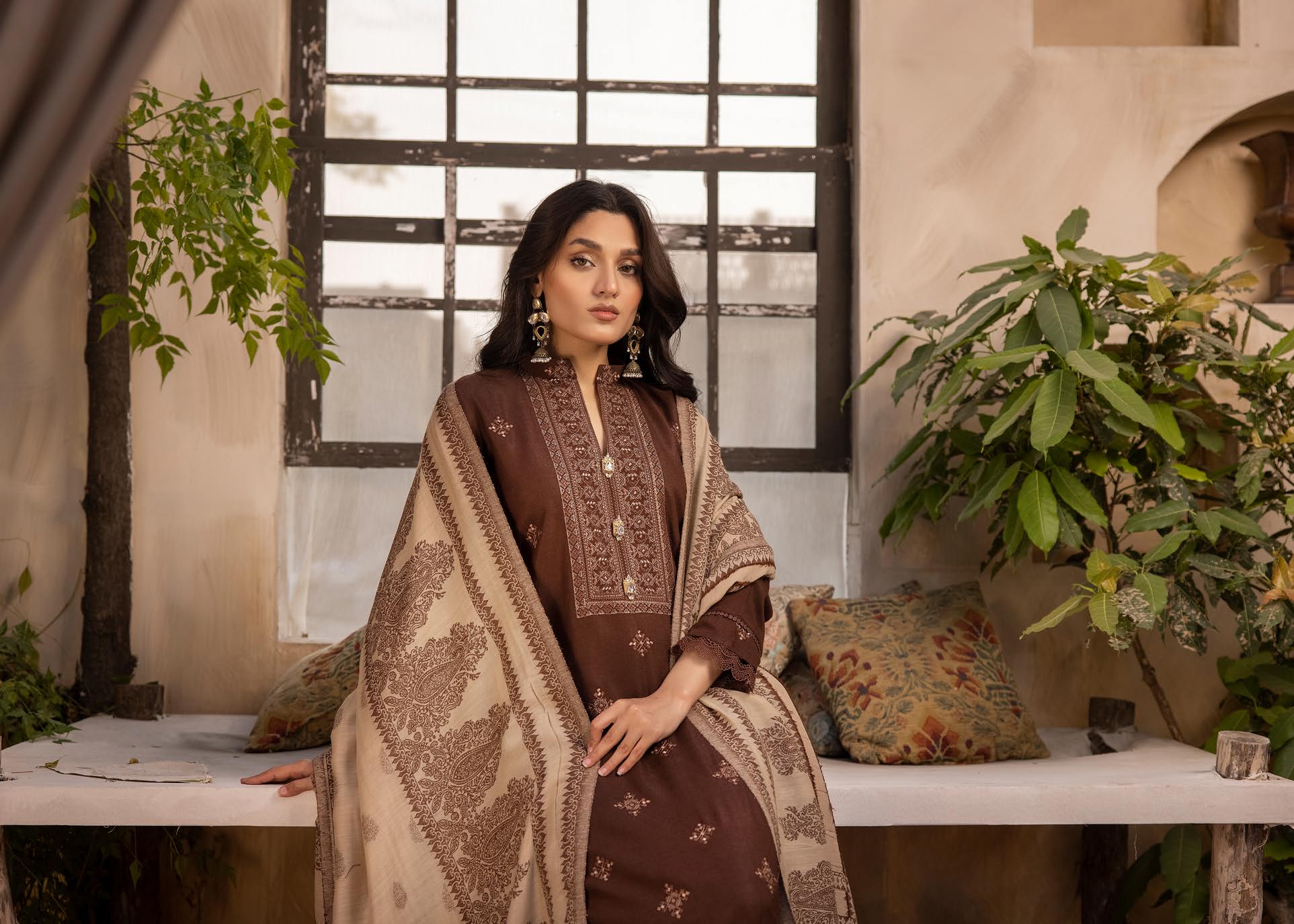 MEHAK BY LKHOOBSURAT EMBROIDERED PEACH LEATHER COLLECTION(M-33)