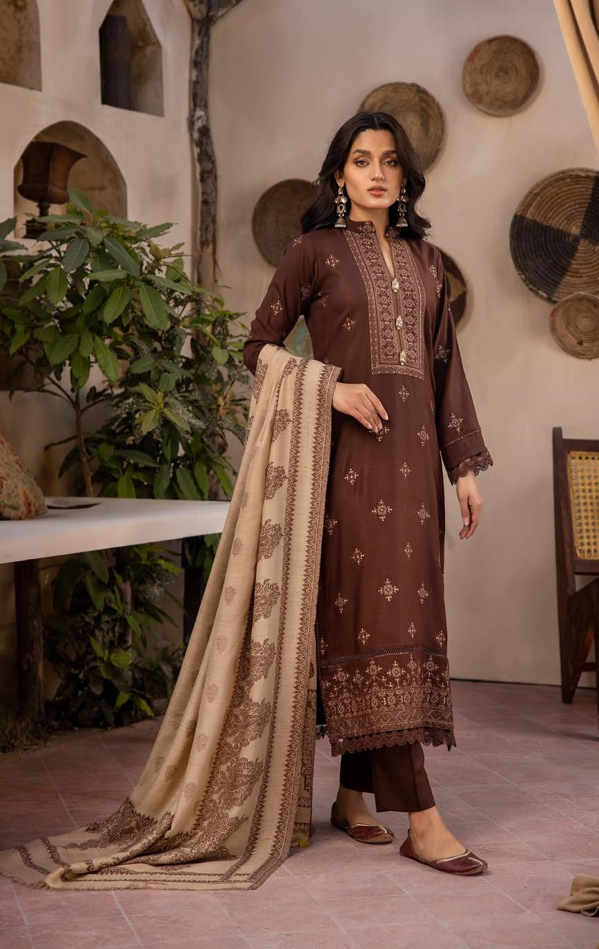 MEHAK BY LKHOOBSURAT EMBROIDERED PEACH LEATHER COLLECTION(M-33)