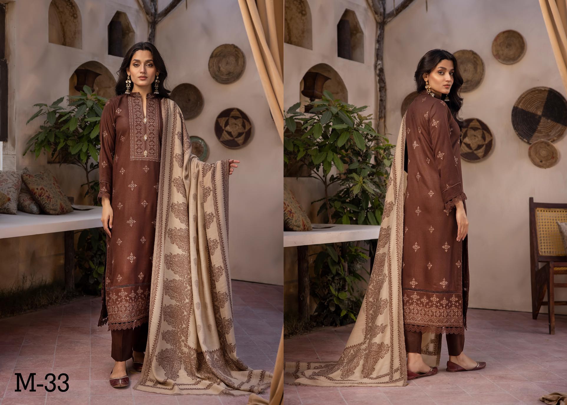 MEHAK BY LKHOOBSURAT EMBROIDERED PEACH LEATHER COLLECTION(M-33)