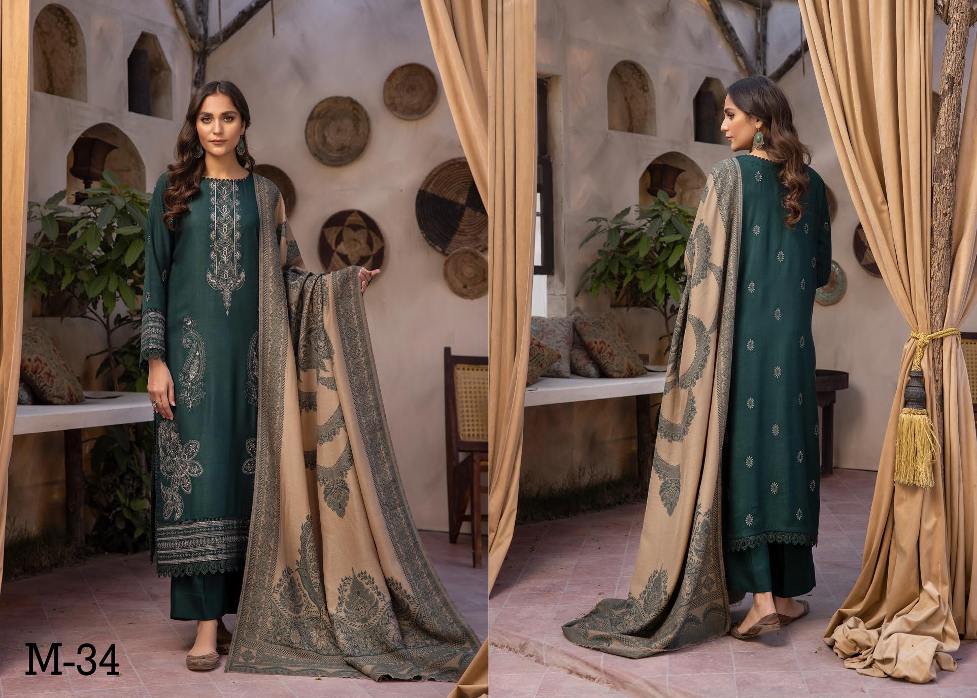 MEHAK BY LKHOOBSURAT EMBROIDERED PEACH LEATHER COLLECTION(M-34)