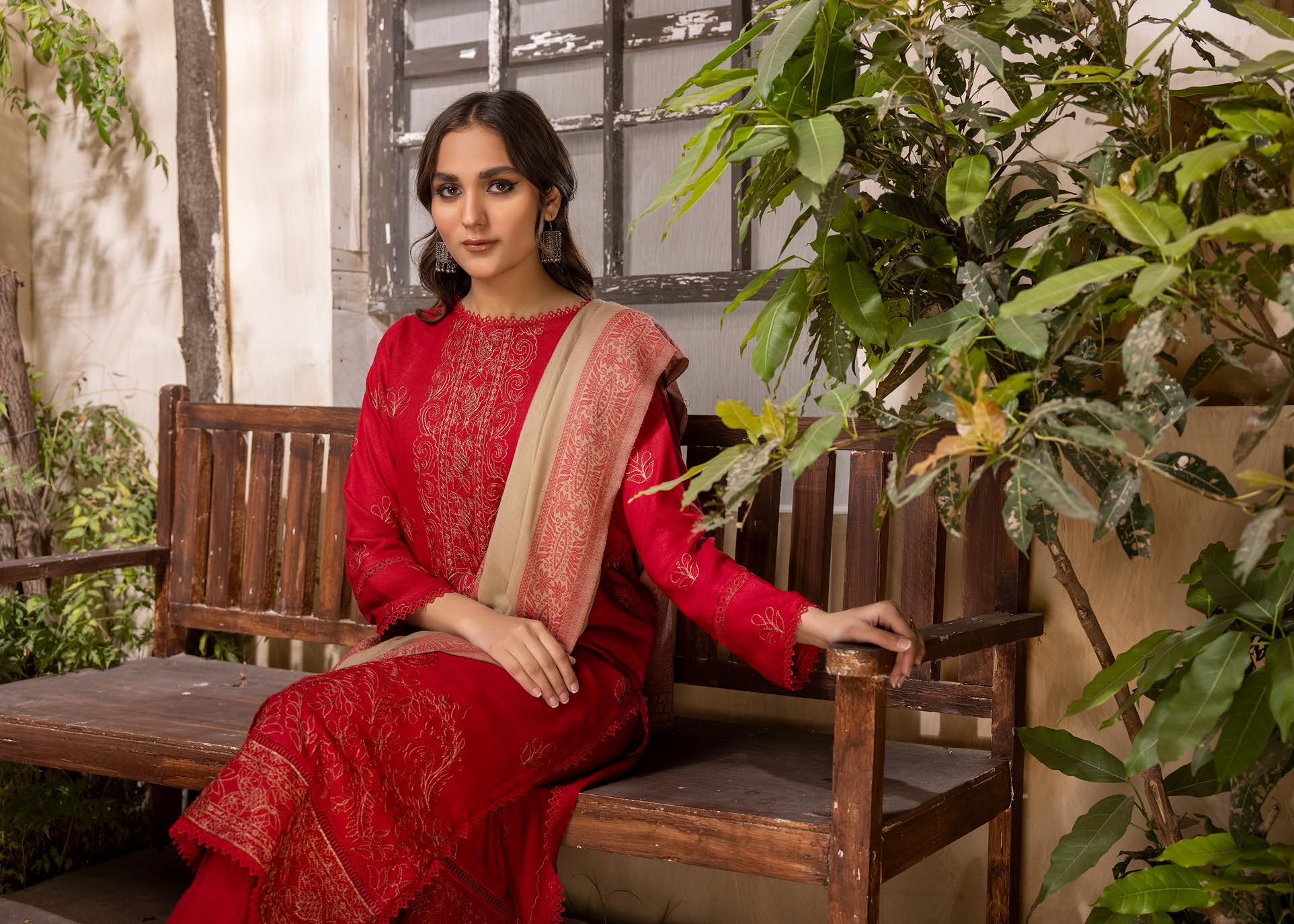 MEHAK BY LKHOOBSURAT EMBROIDERED PEACH LEATHER COLLECTION(M-35)