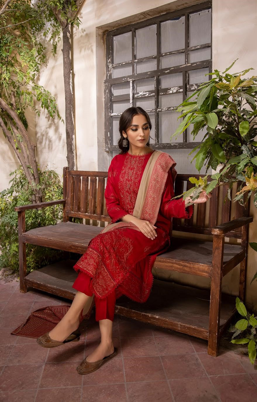 MEHAK BY LKHOOBSURAT EMBROIDERED PEACH LEATHER COLLECTION(M-35)