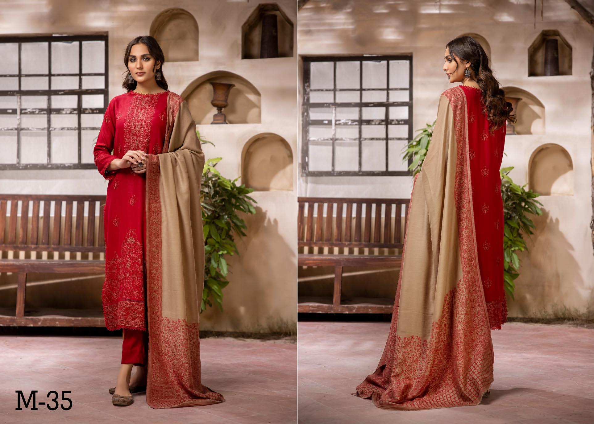 MEHAK BY LKHOOBSURAT EMBROIDERED PEACH LEATHER COLLECTION(M-35)