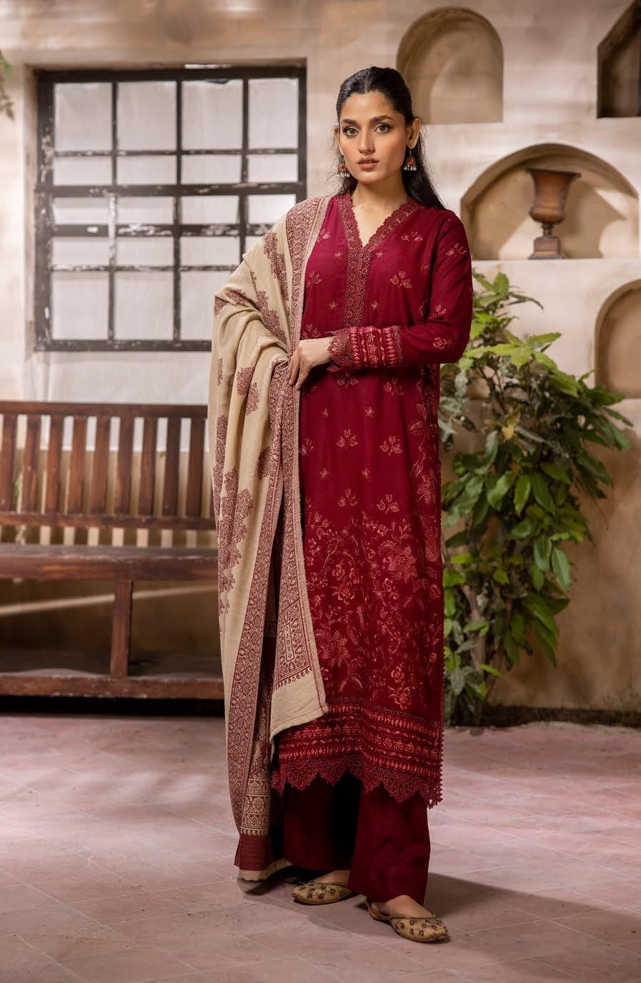 MEHAK BY LKHOOBSURAT EMBROIDERED PEACH LEATHER COLLECTION(M-37)