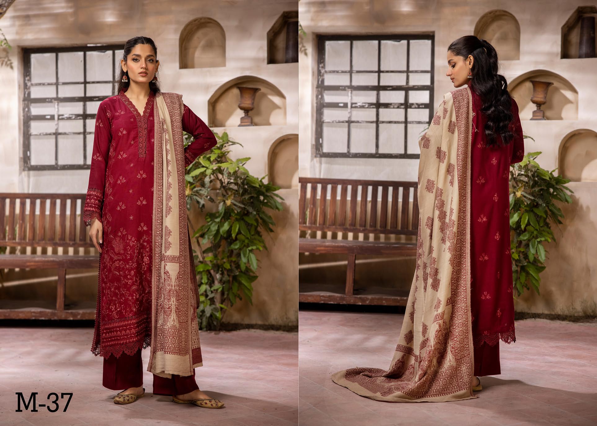 MEHAK BY LKHOOBSURAT EMBROIDERED PEACH LEATHER COLLECTION(M-37)