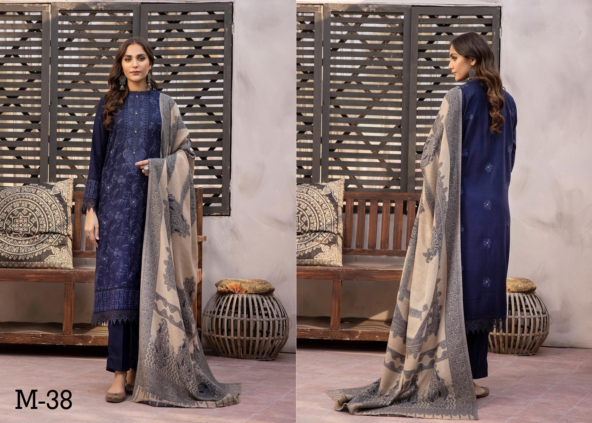 MEHAK BY LKHOOBSURAT EMBROIDERED PEACH LEATHER COLLECTION(M-38)