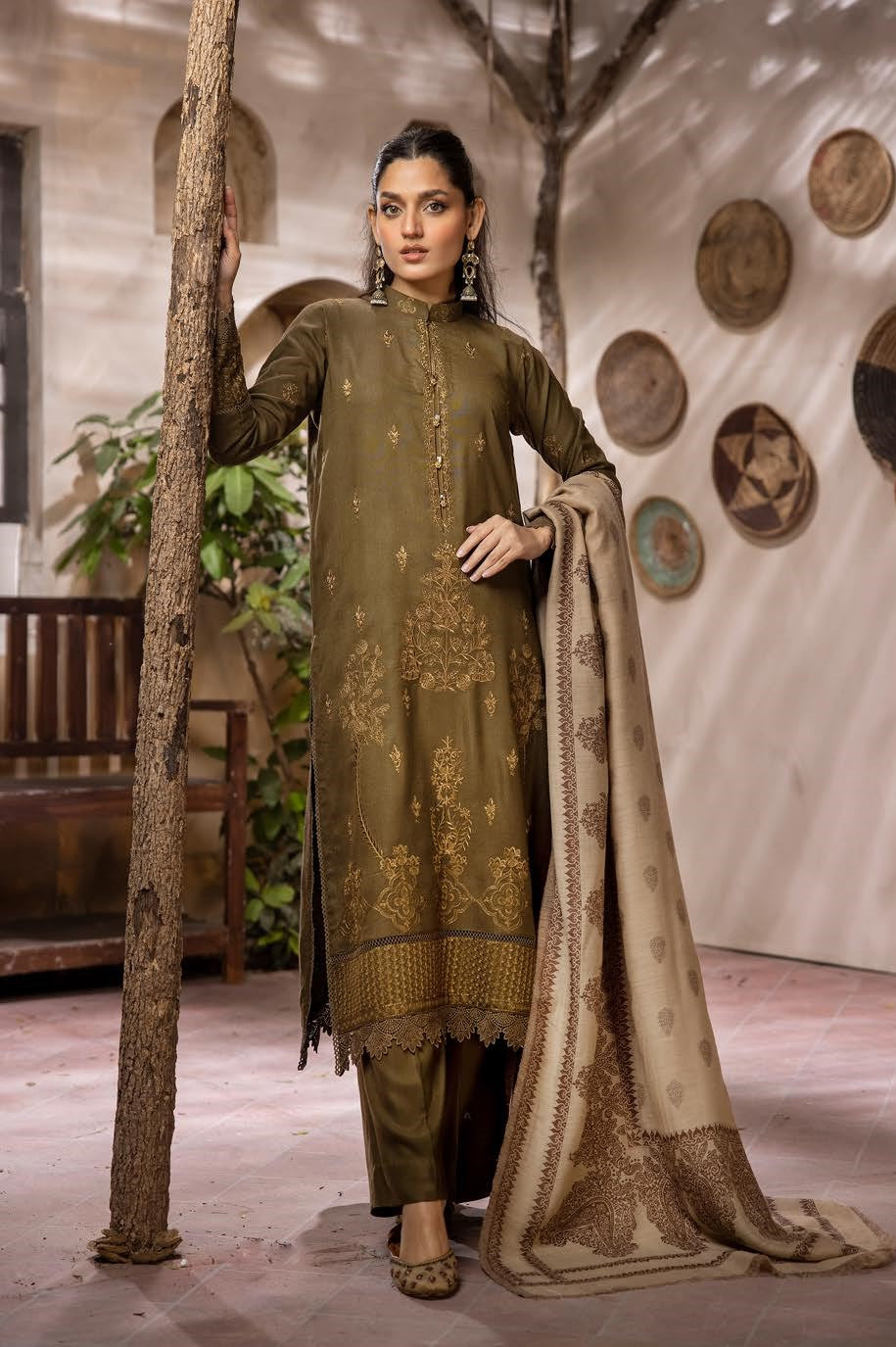 MEHAK BY LKHOOBSURAT EMBROIDERED PEACH LEATHER COLLECTION(M-39)