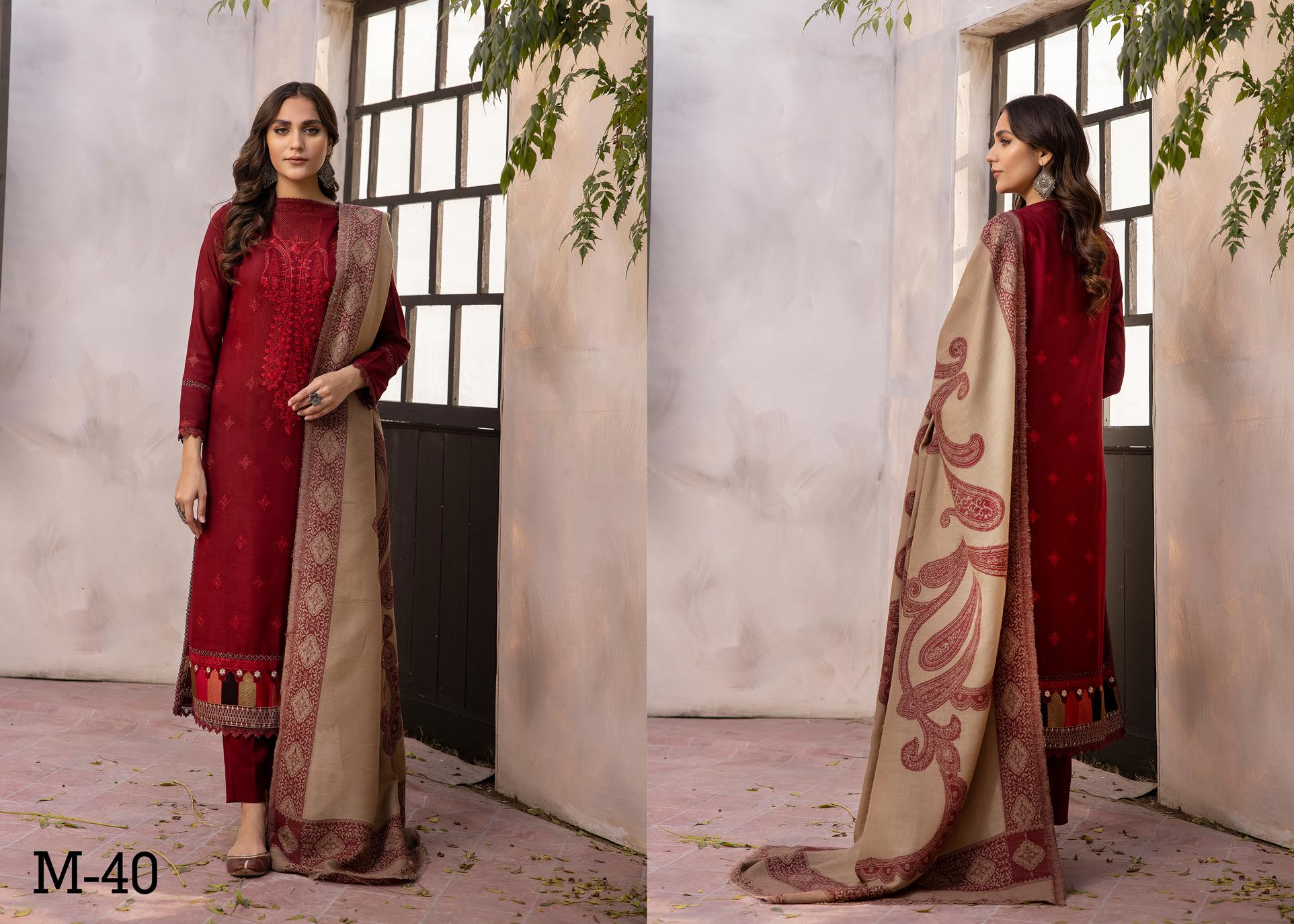 MEHAK BY LKHOOBSURAT EMBROIDERED PEACH LEATHER COLLECTION(M-40)