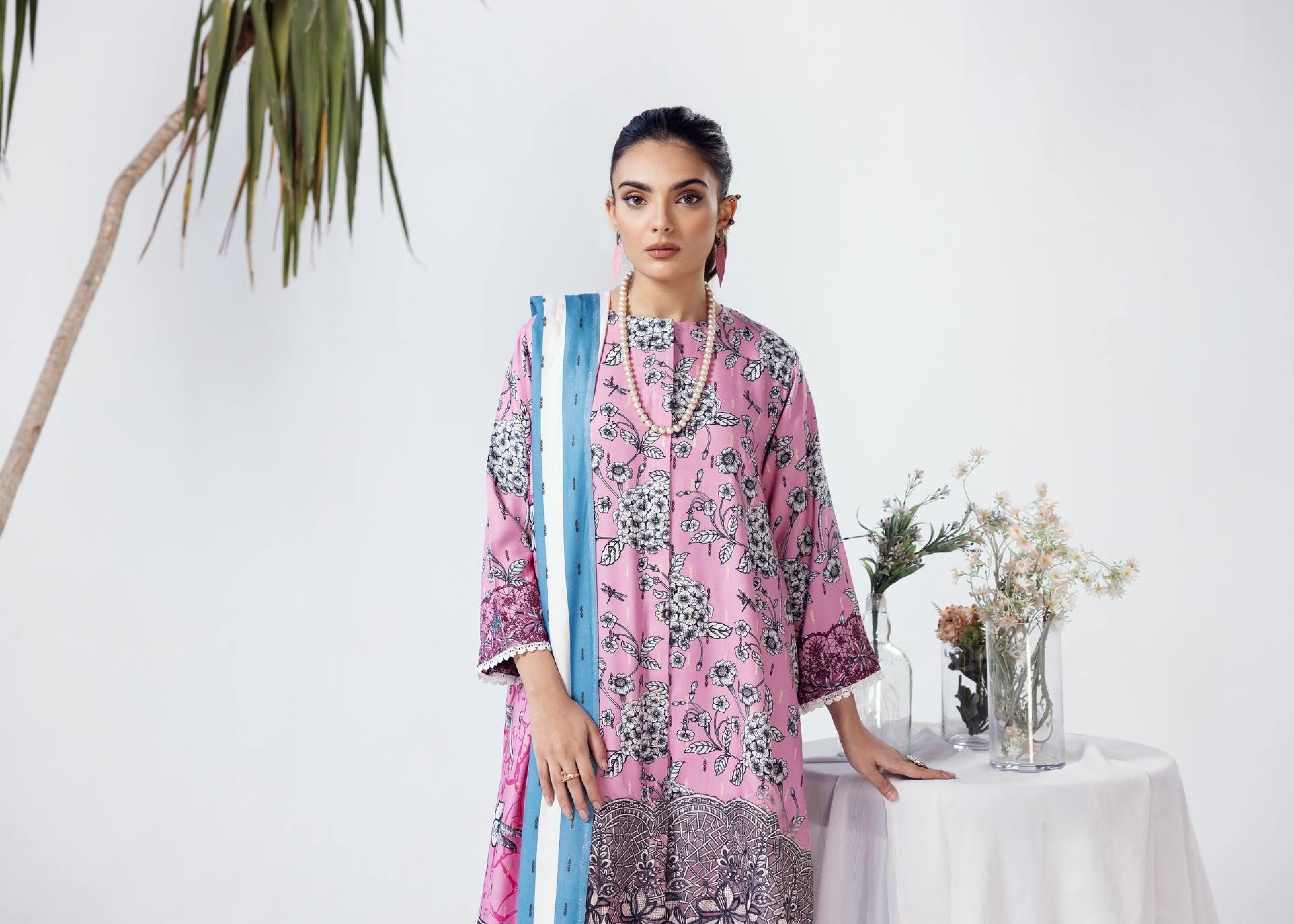 Rang Nagar Printed Slub 3 Piece Suit (RN-07)