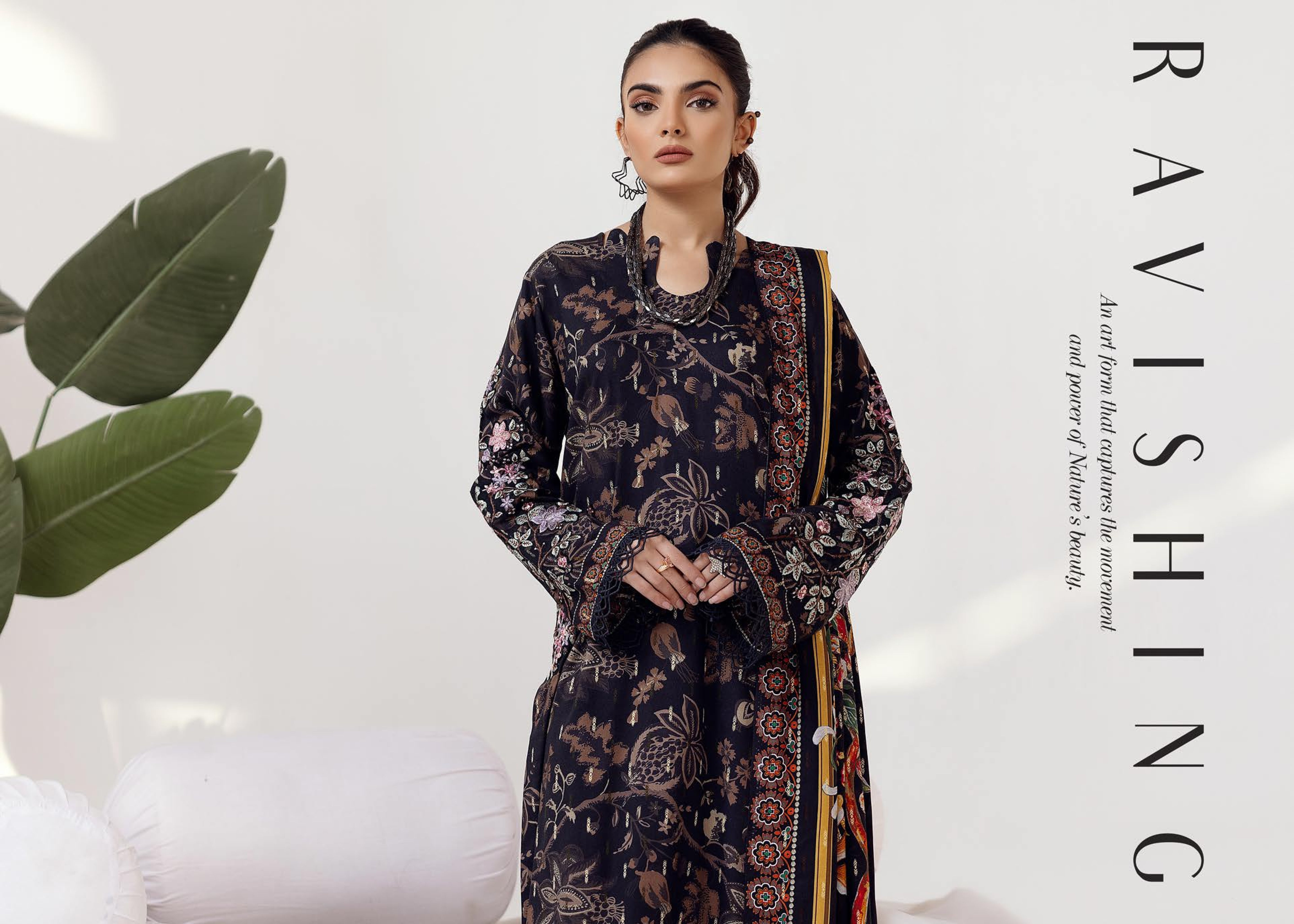 Rang Nagar Printed Slub 3 Piece Suit (RN-10)