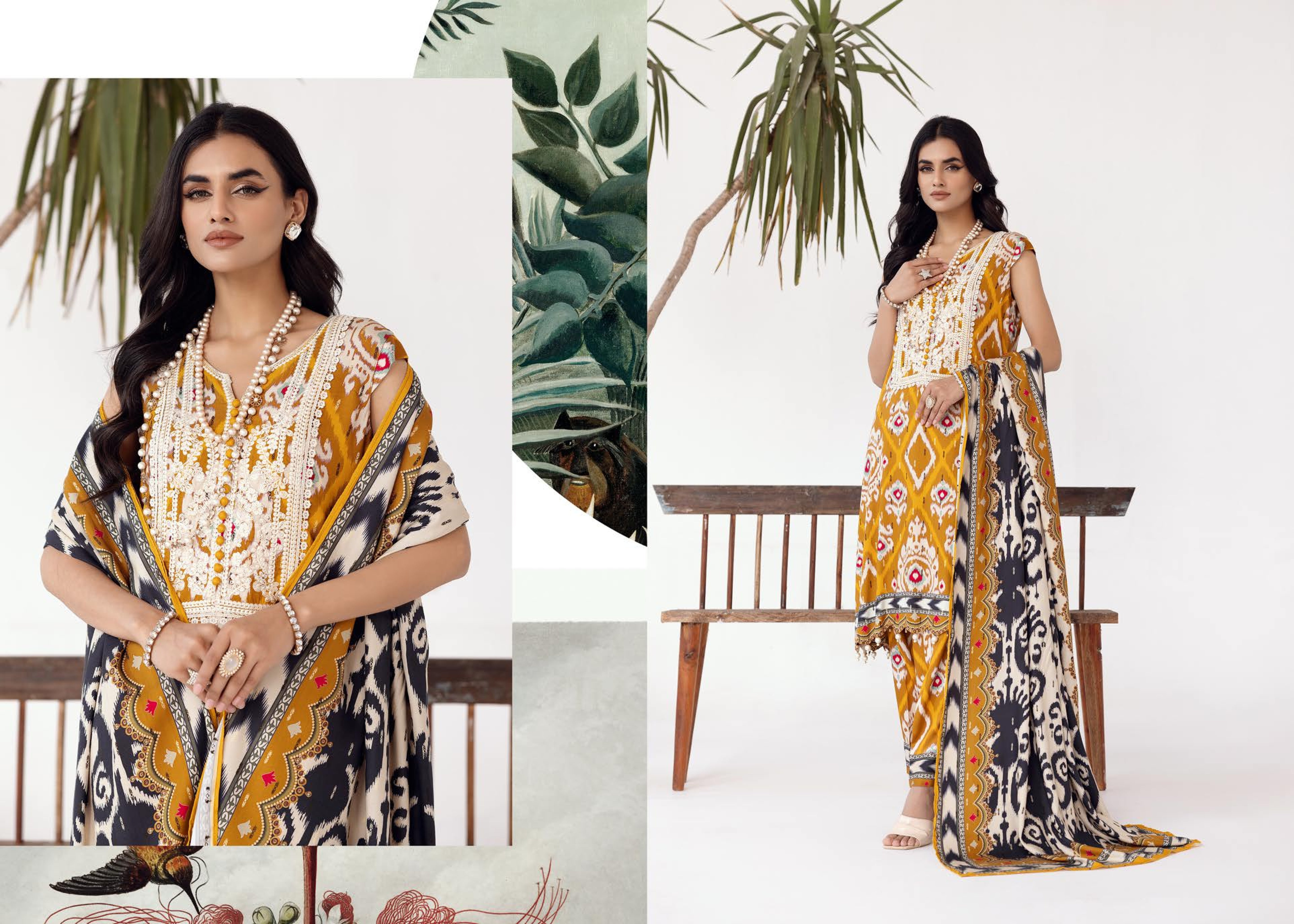 Rang Nagar Printed Slub 3 Piece Suit (RN-01)