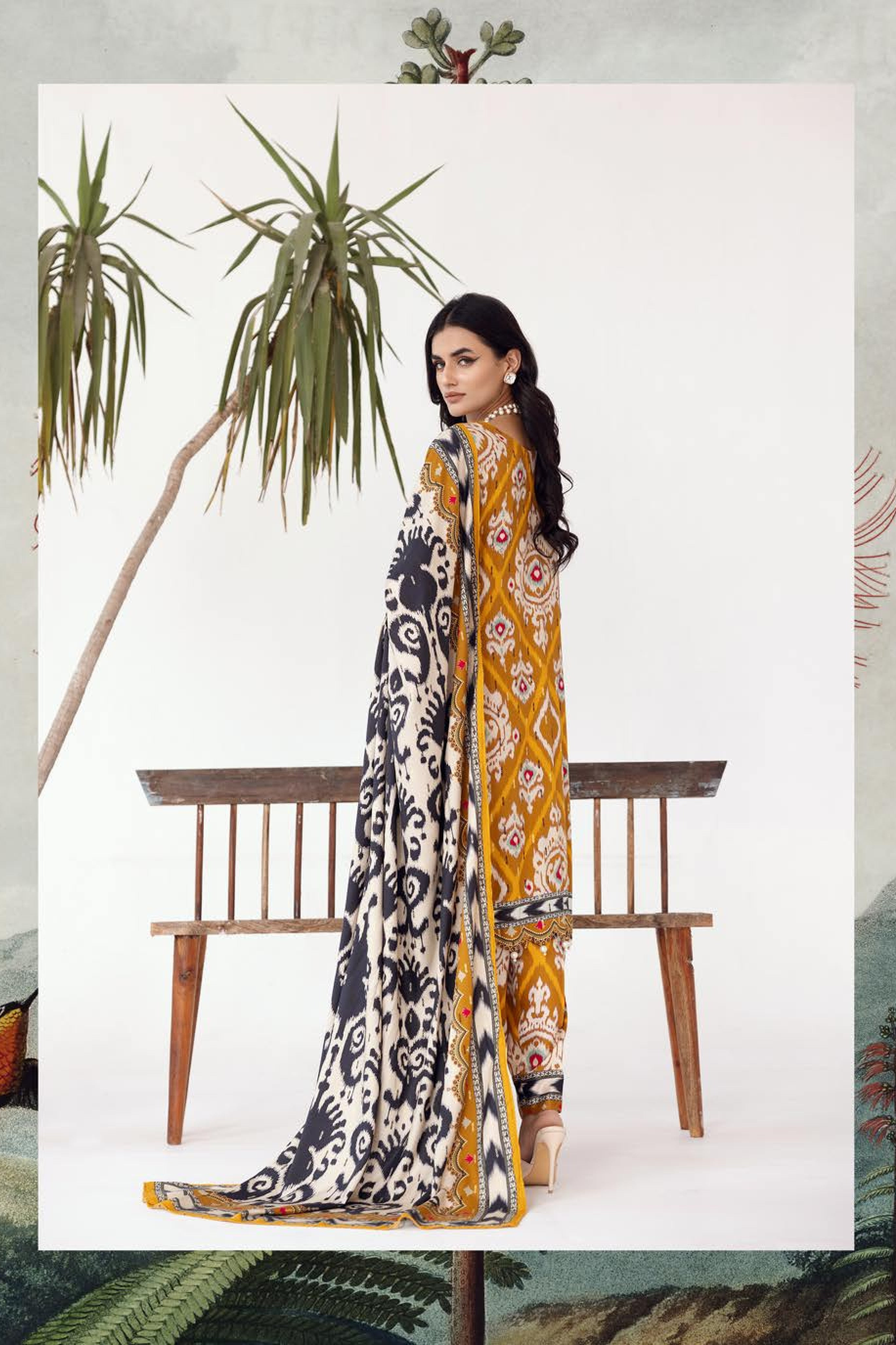 Rang Nagar Printed Slub 3 Piece Suit (RN-01)