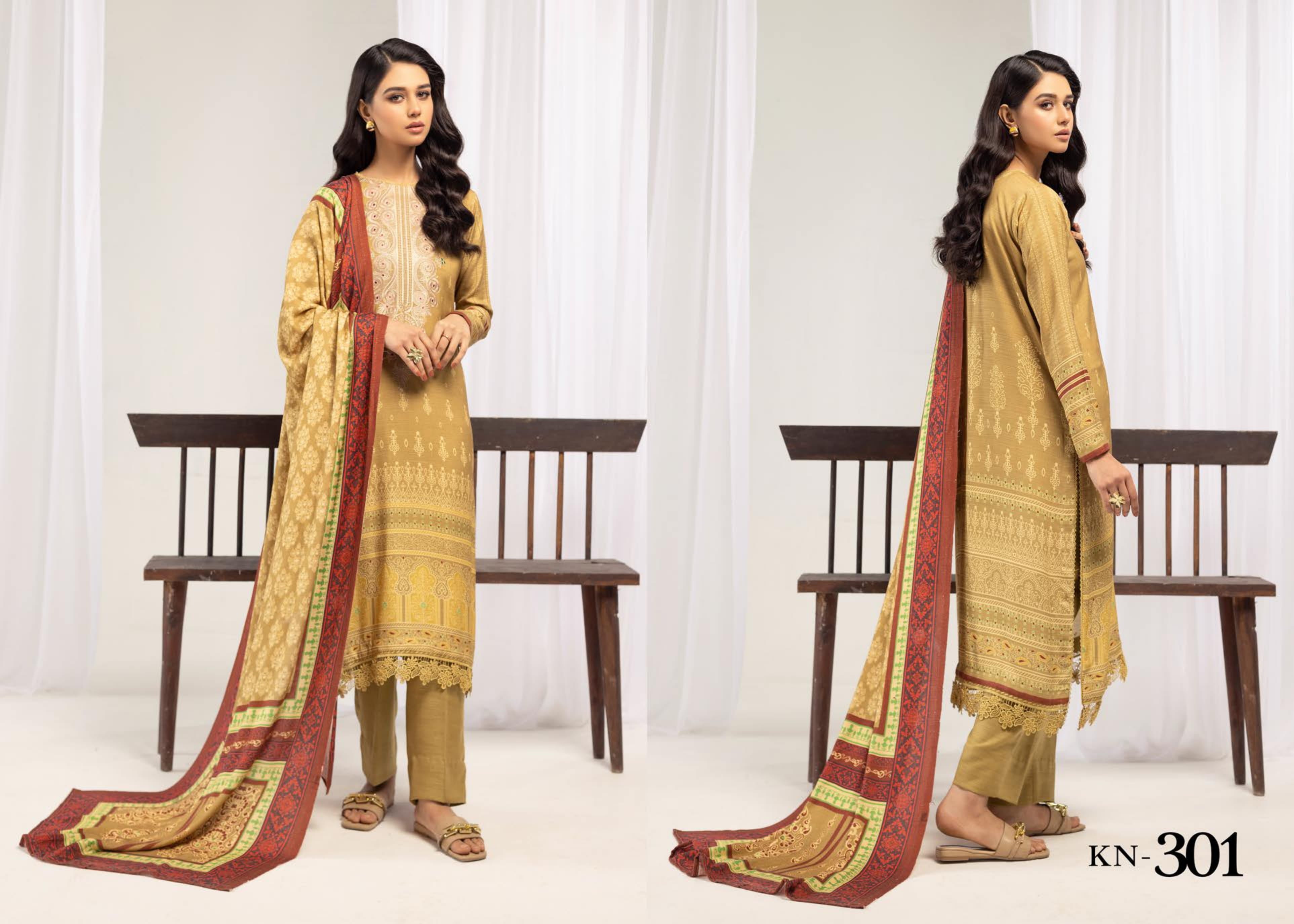 RANGREZ EMBROIDERED & PRINTED PEACH LEATHER COLLECTION(KN-301)