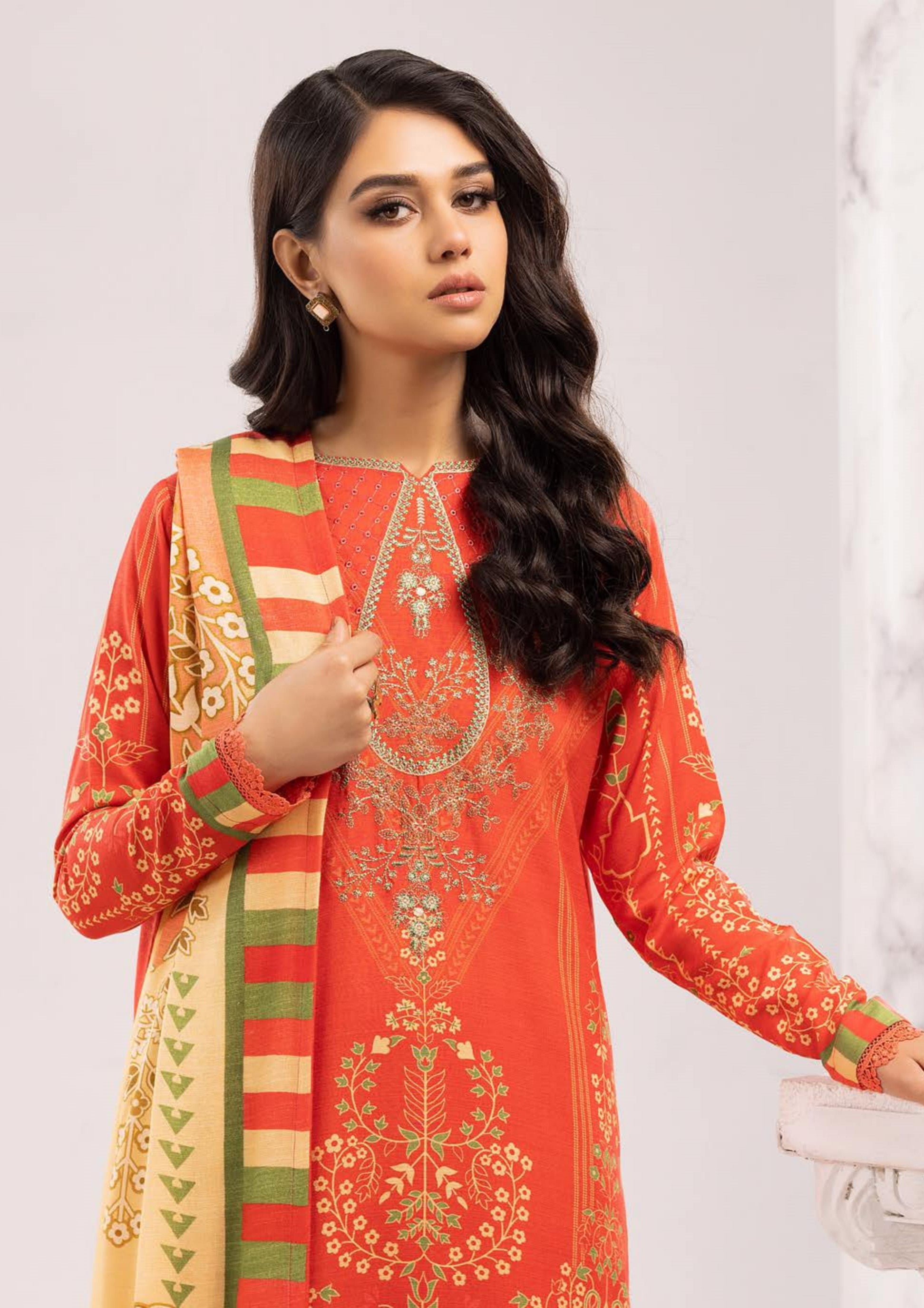 RANGREZ EMBROIDERED & PRINTED PEACH LEATHER COLLECTION(KN-303)