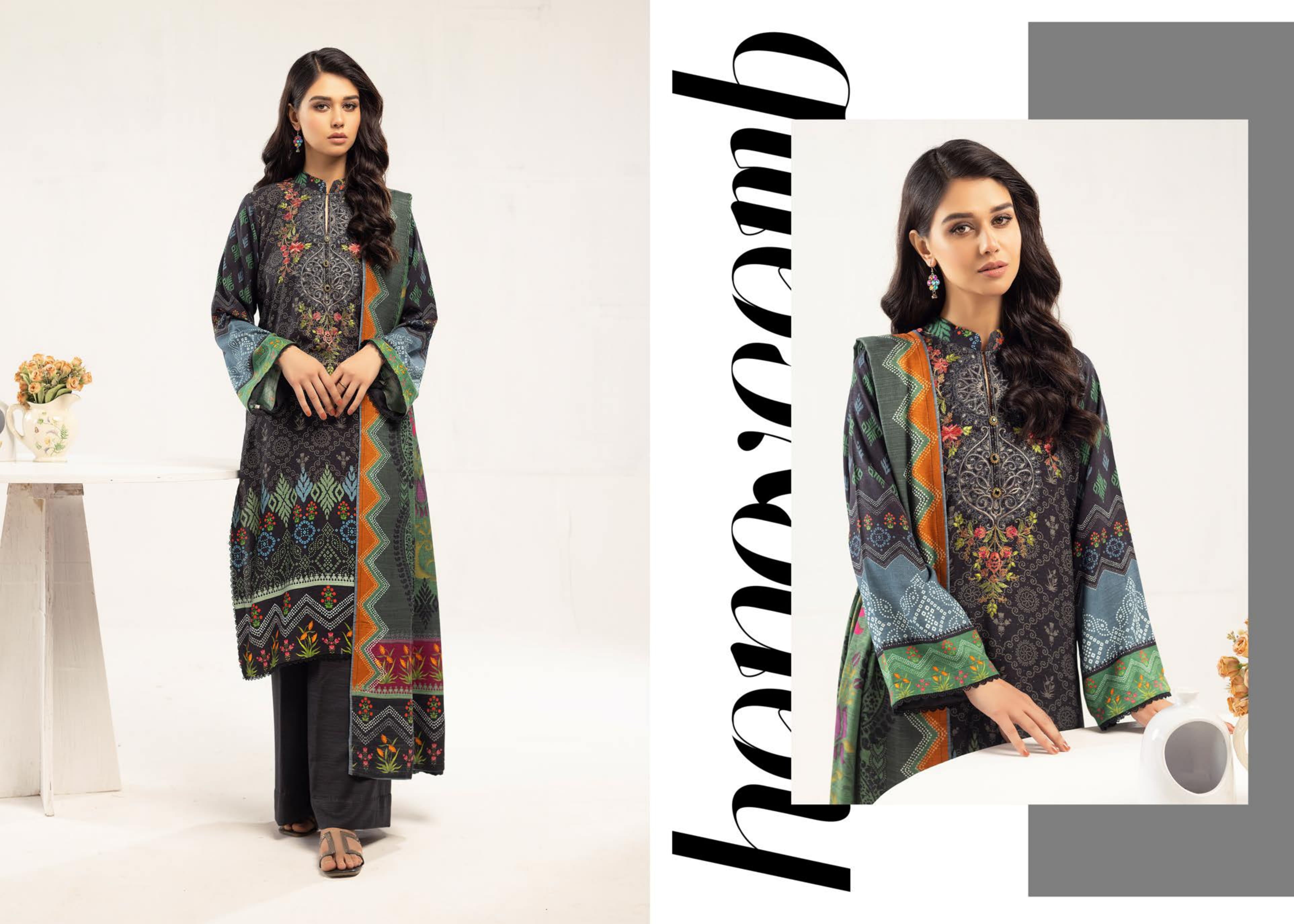 RANGREZ EMBROIDERED & PRINTED PEACH LEATHER COLLECTION(KN-305)