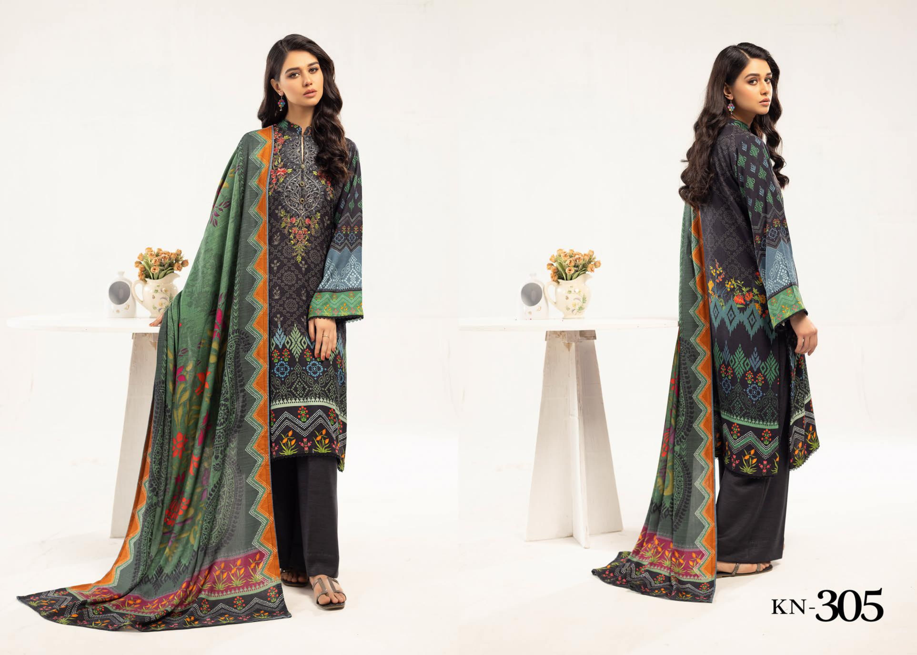 RANGREZ EMBROIDERED & PRINTED PEACH LEATHER COLLECTION(KN-305)