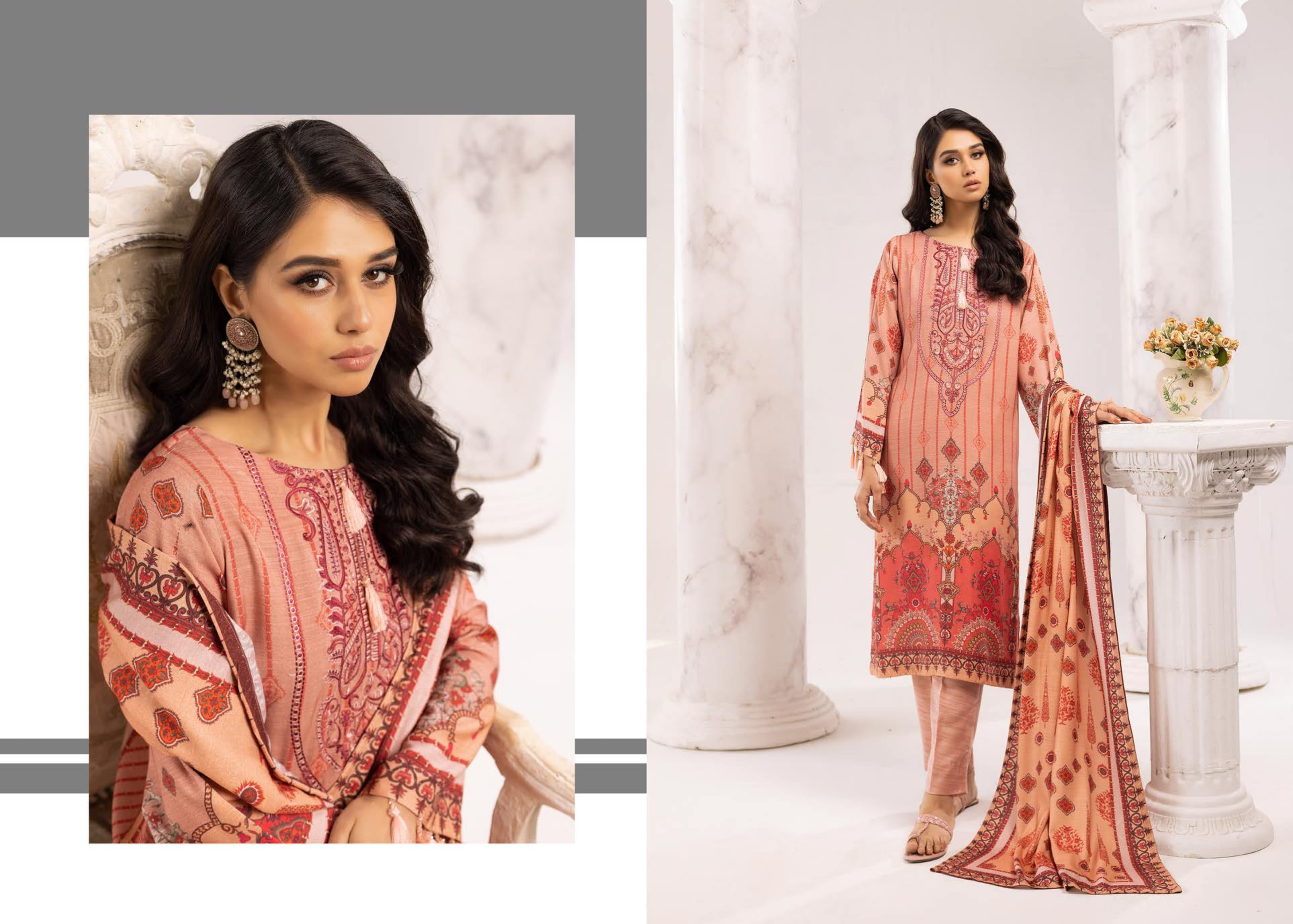 RANGREZ EMBROIDERED & PRINTED PEACH LEATHER COLLECTION(KN-306)