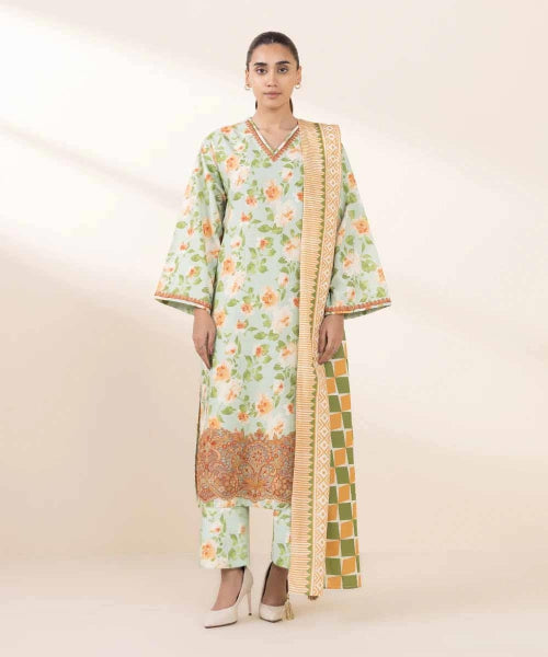 Sapphire Lawn – BANA DORA 2025 (Mint Green Floral Printed Suit)
