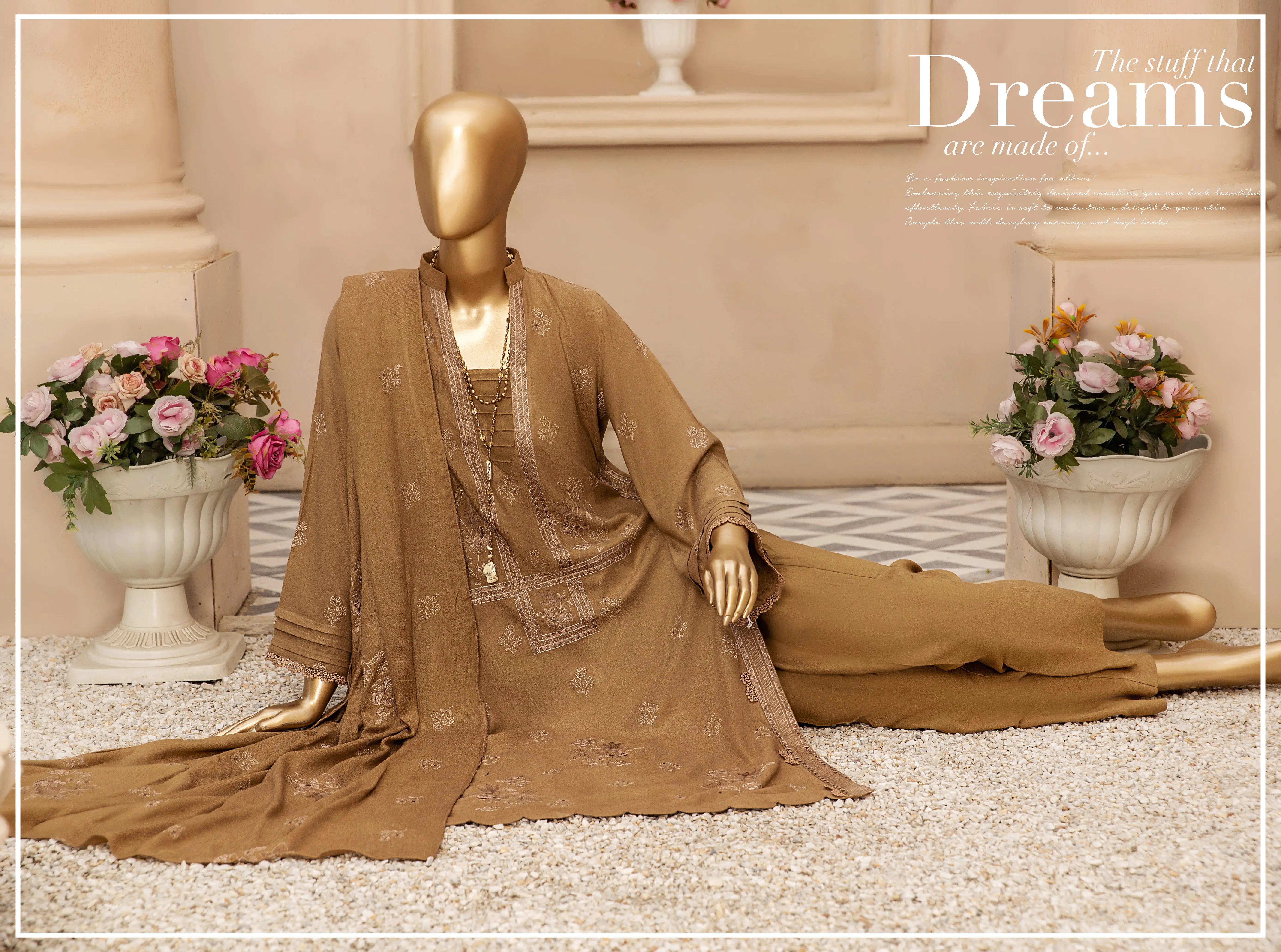 Umdah Peach Leather 3 Piece Suit Vol-1 (D-05)