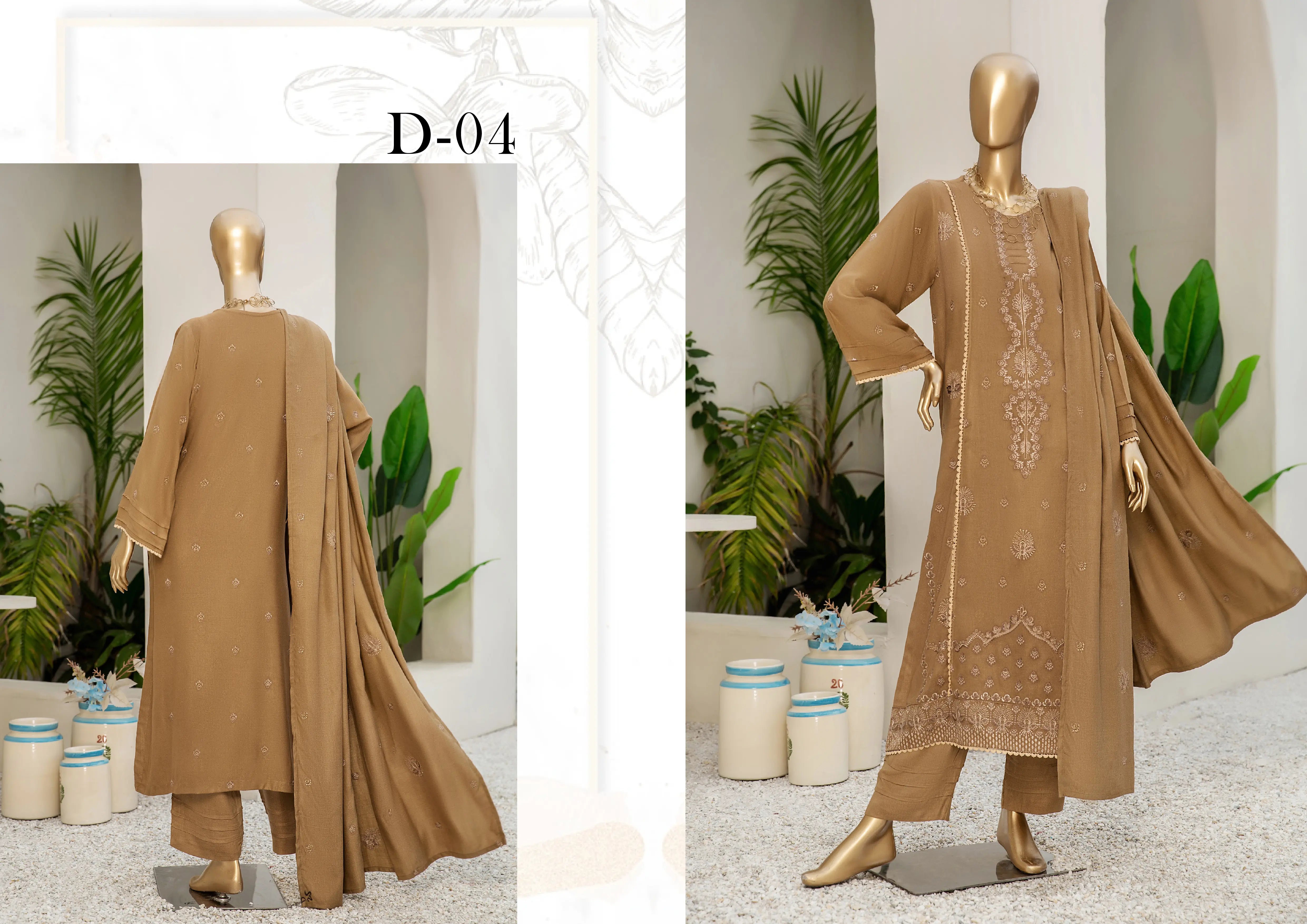 Umdah Peach Leather 3 Piece Suit Vol-2 (D-04)