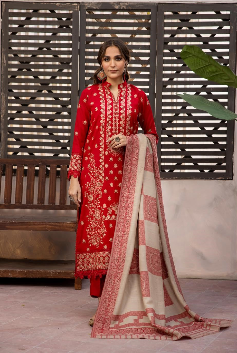 Zeenat by khoobsurat Embroidered Peach Leather Collection with Sawati Shawl (Z-04)