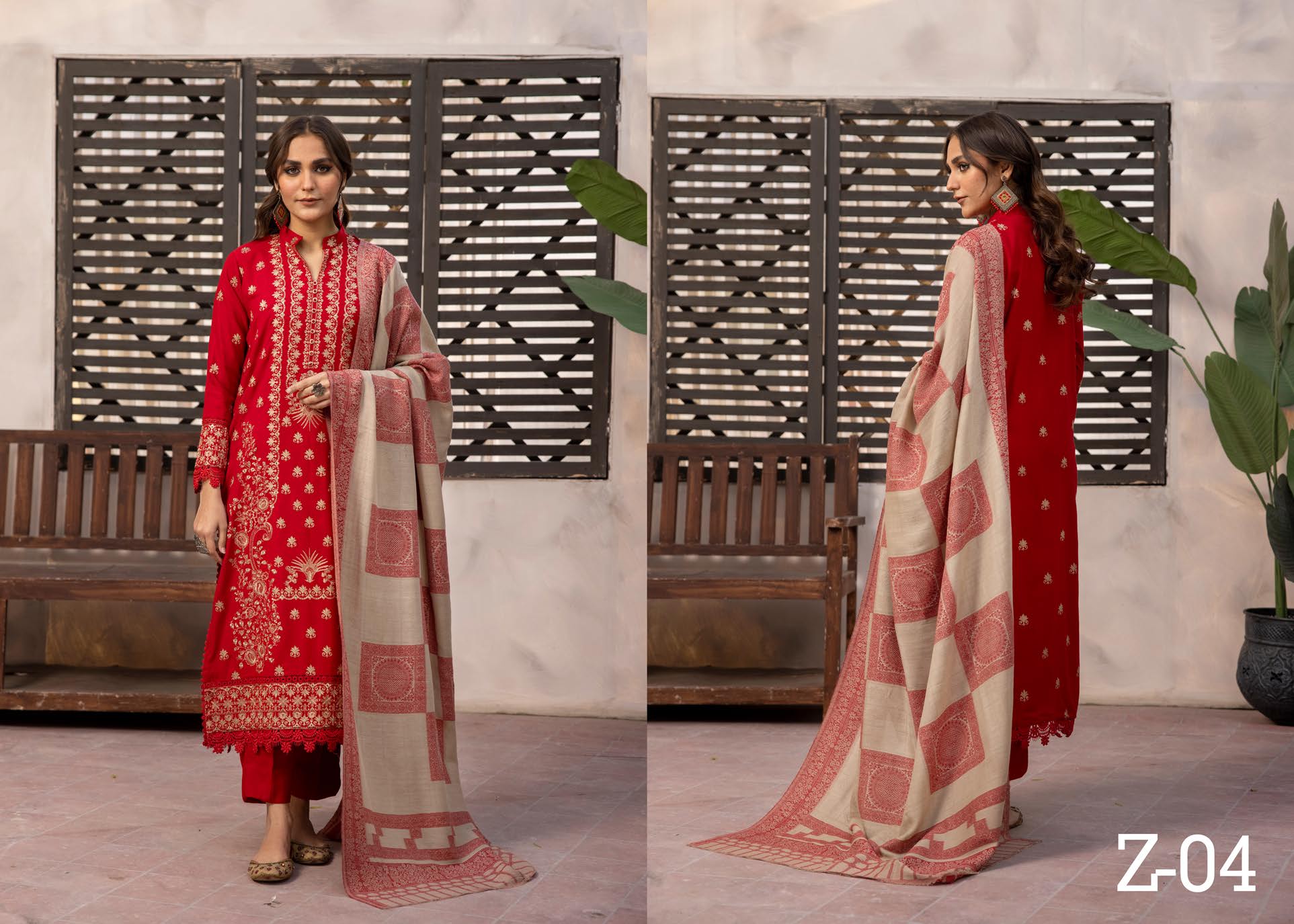 Zeenat by khoobsurat Embroidered Peach Leather Collection with Sawati Shawl (Z-04)