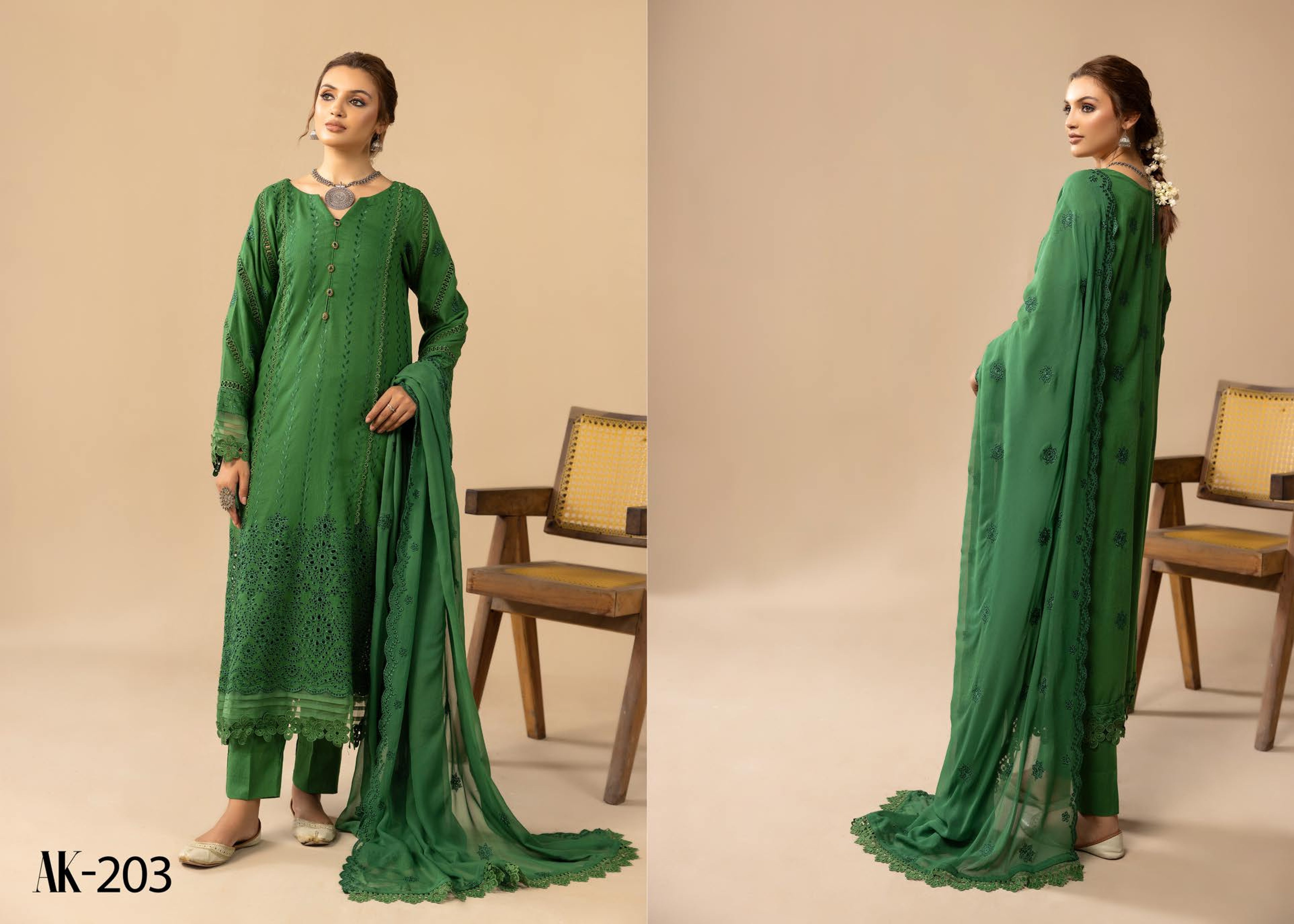 Anchal Embroidered Karandi 3 Piece Suit (AK-203)