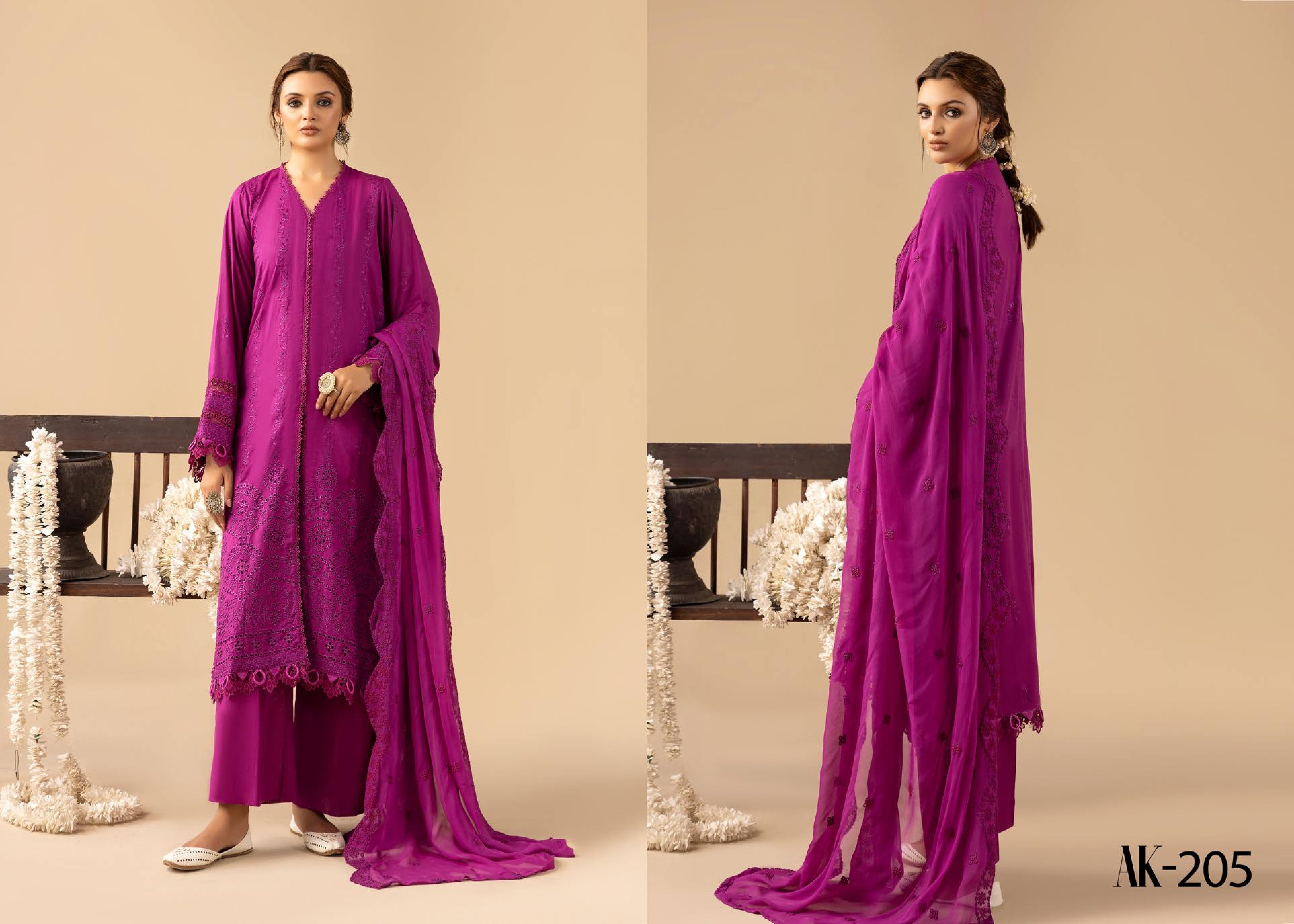 Anchal Embroidered Karandi 3 Piece Suit (AK-205)