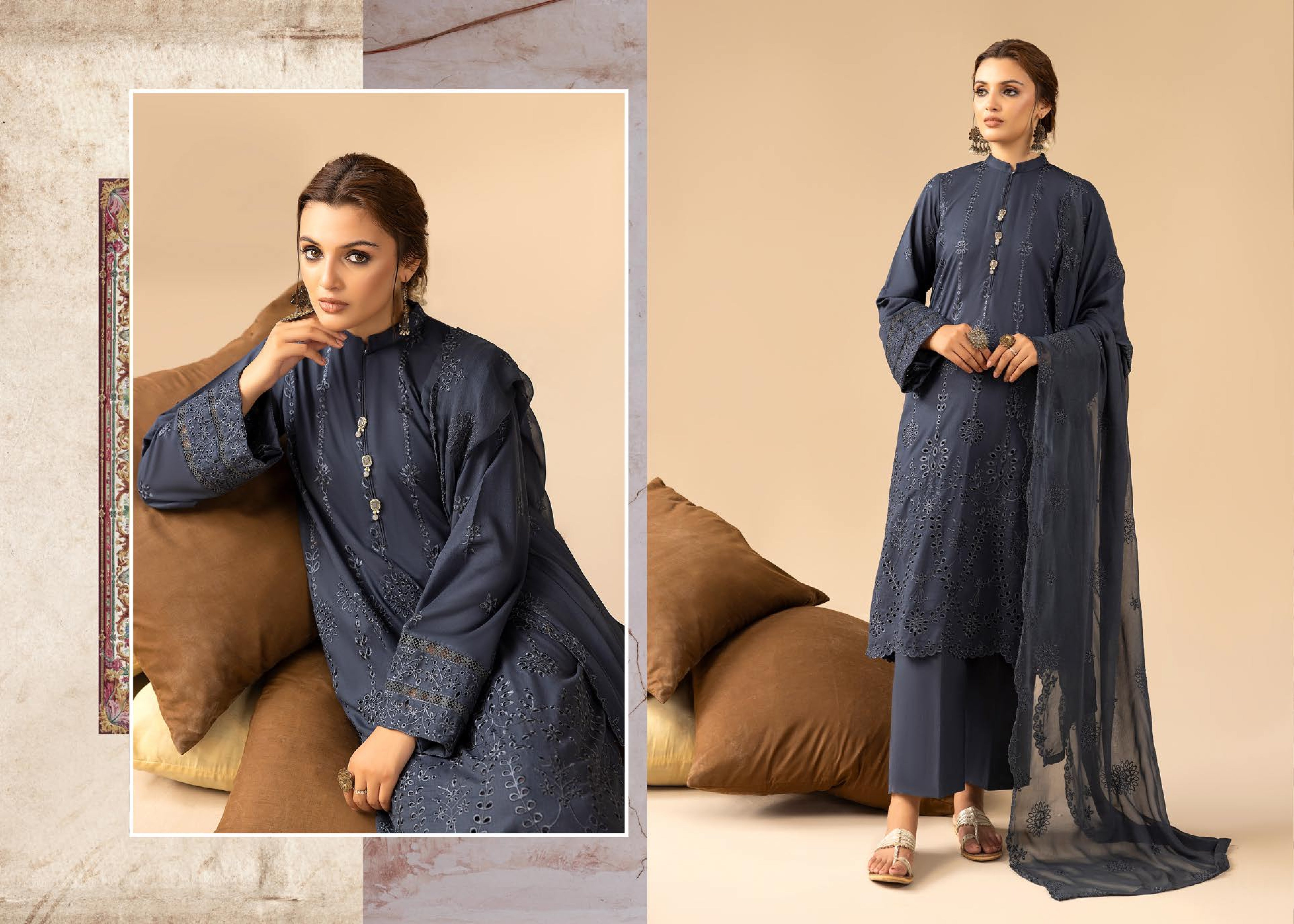 Anchal Embroidered Karandi 3 Piece Suit (AK-207)