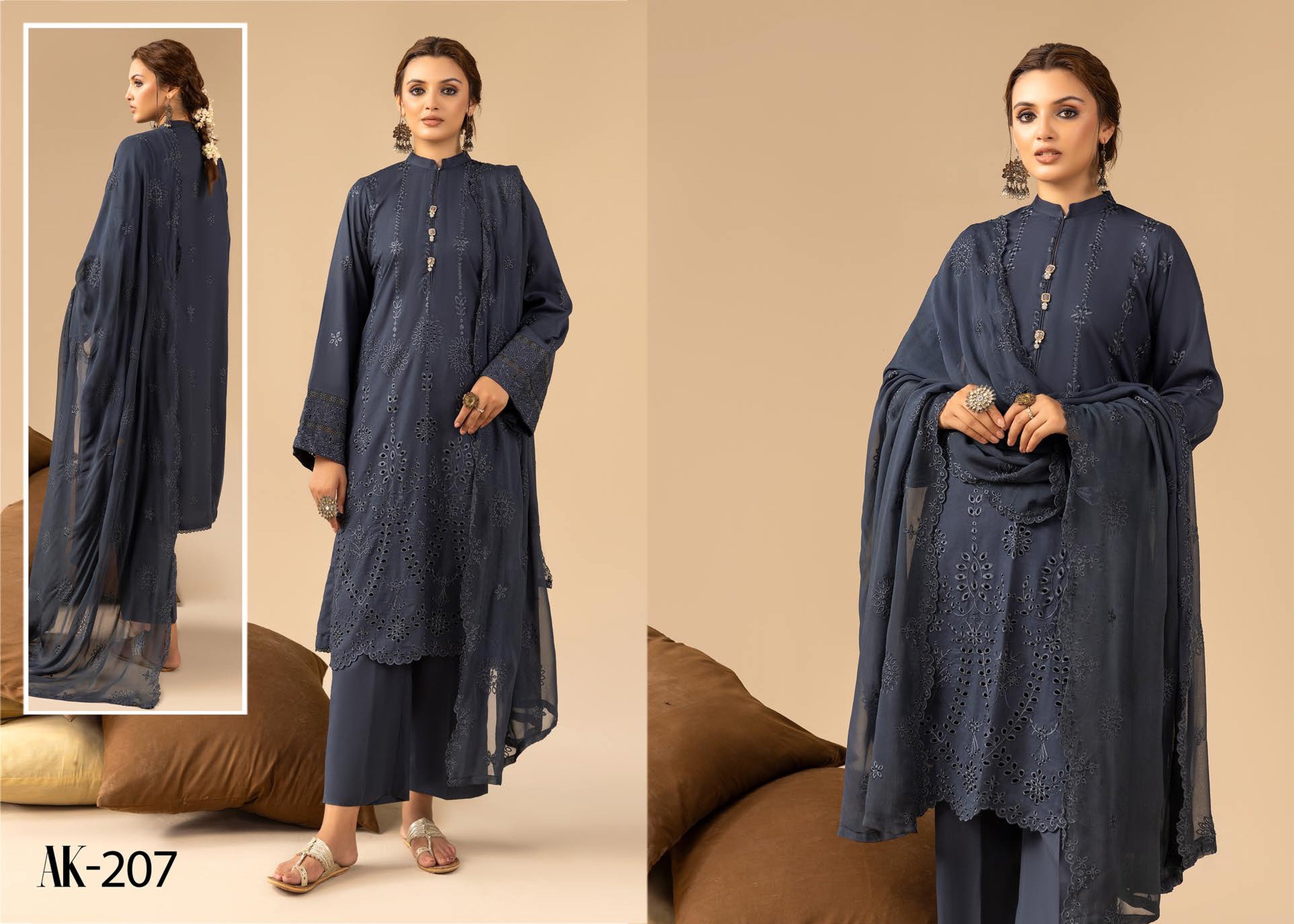 Anchal Embroidered Karandi 3 Piece Suit (AK-207)